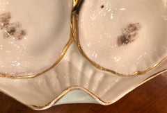 Rare Continental Shaped Porcelain Oyster Plate, Hand Painted, circa 1880