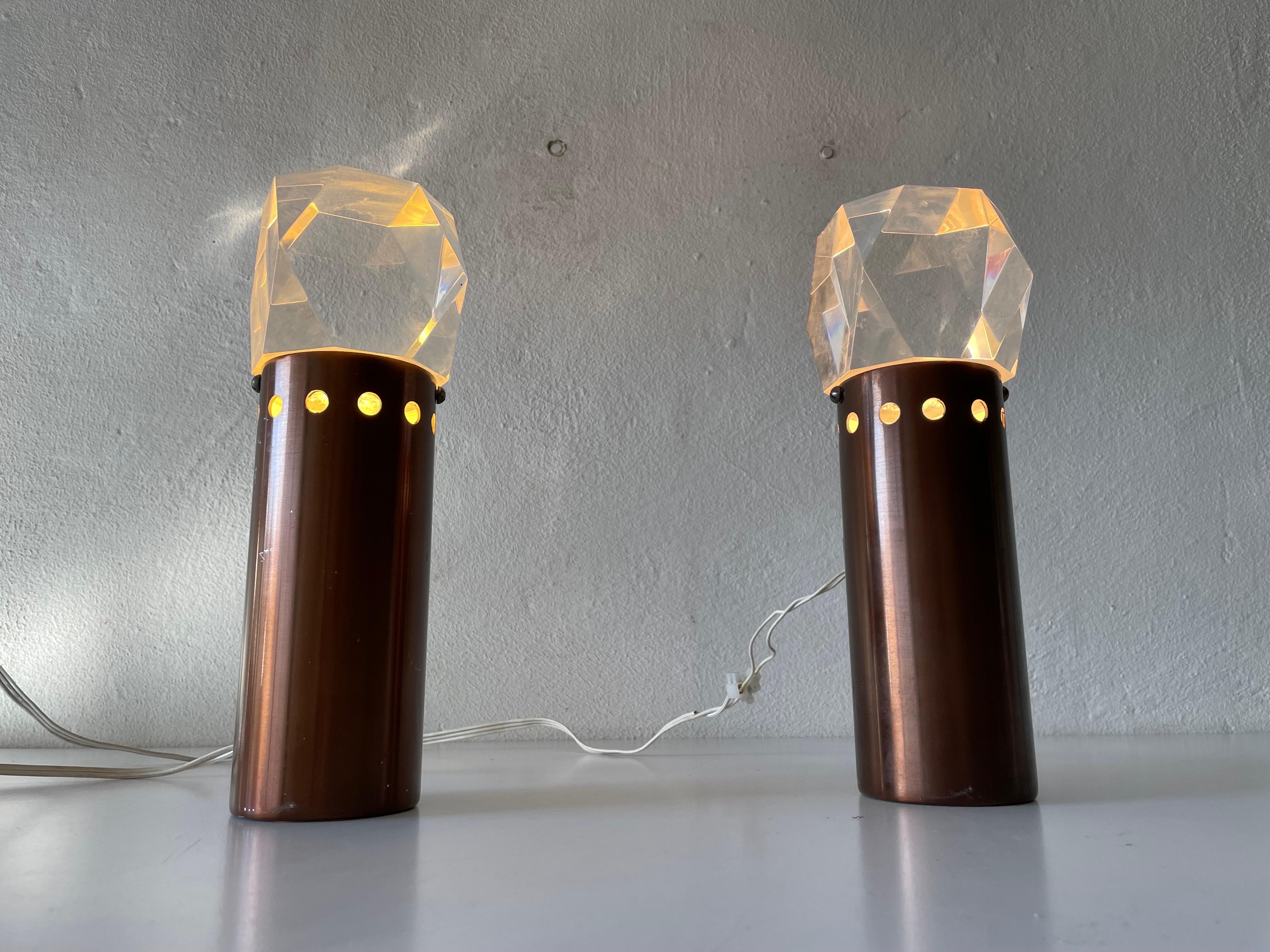 Rare Copper and Glass Sculptural Pair of Sconces by Stilux Milano, 1960s, Italy For Sale 4