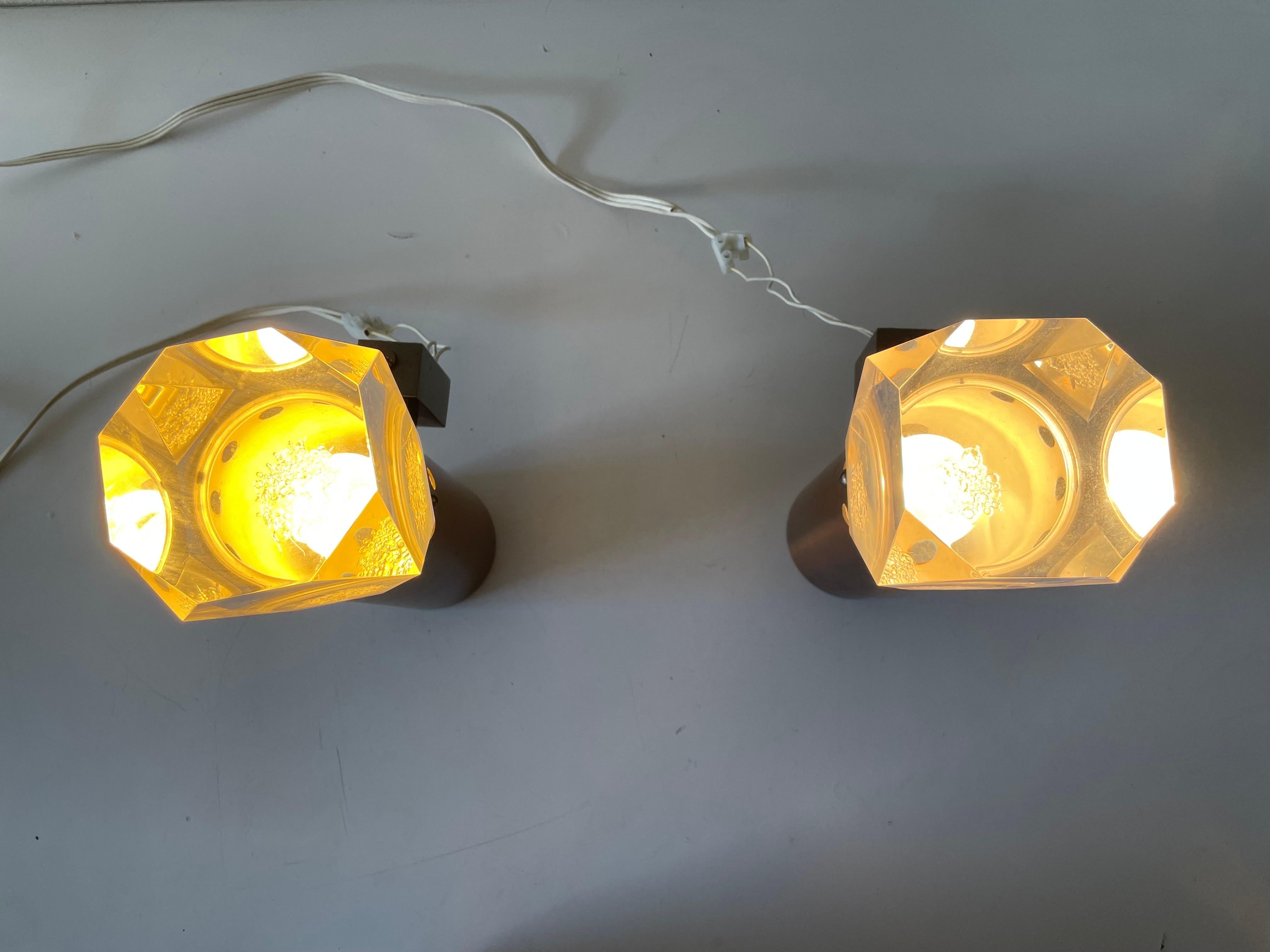 Rare Copper and Glass Sculptural Pair of Sconces by Stilux Milano, 1960s, Italy For Sale 2