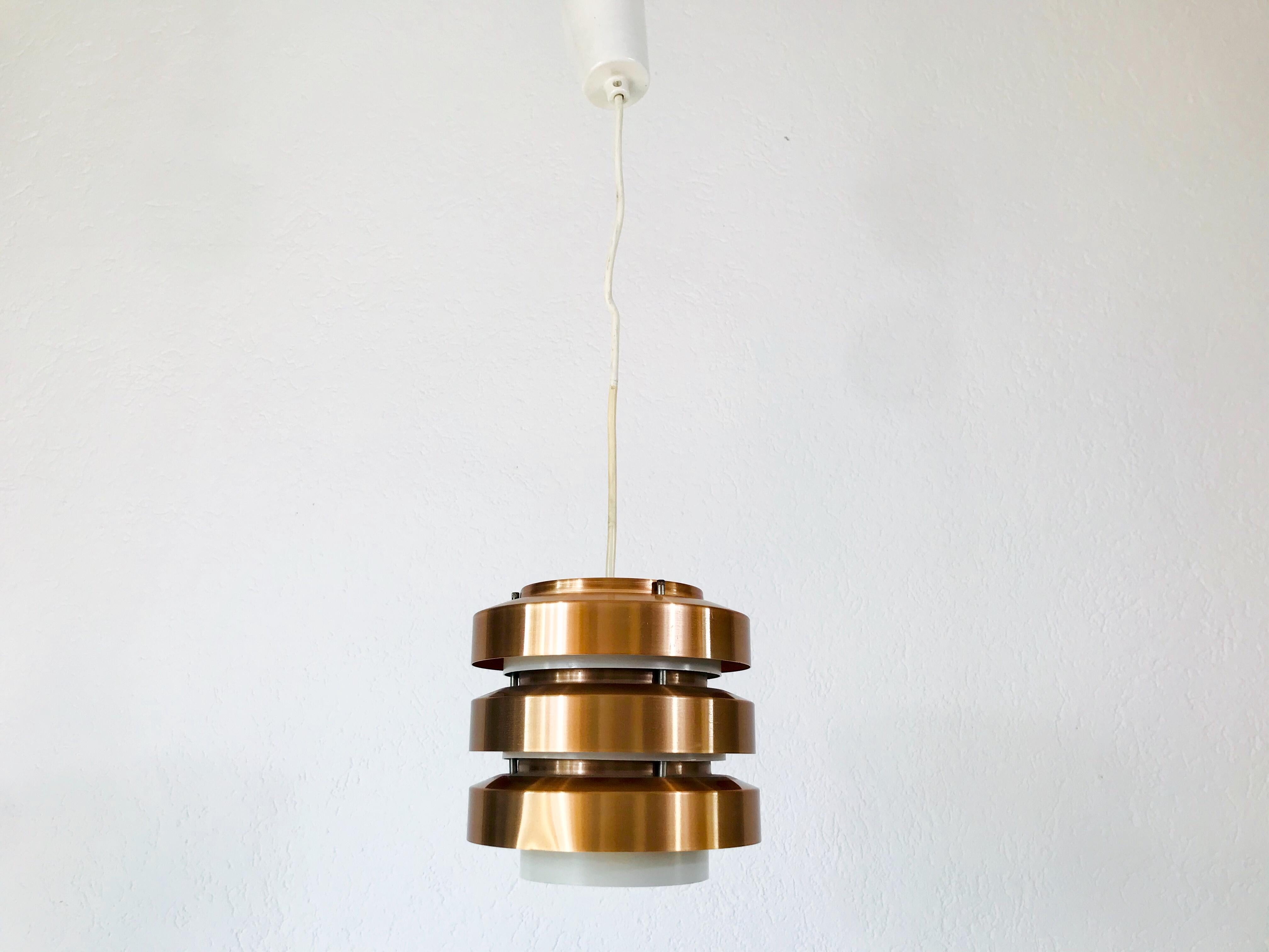 Mid-Century Modern Rare Copper and Metal Pendant Lamp from DDR, 1960s For Sale
