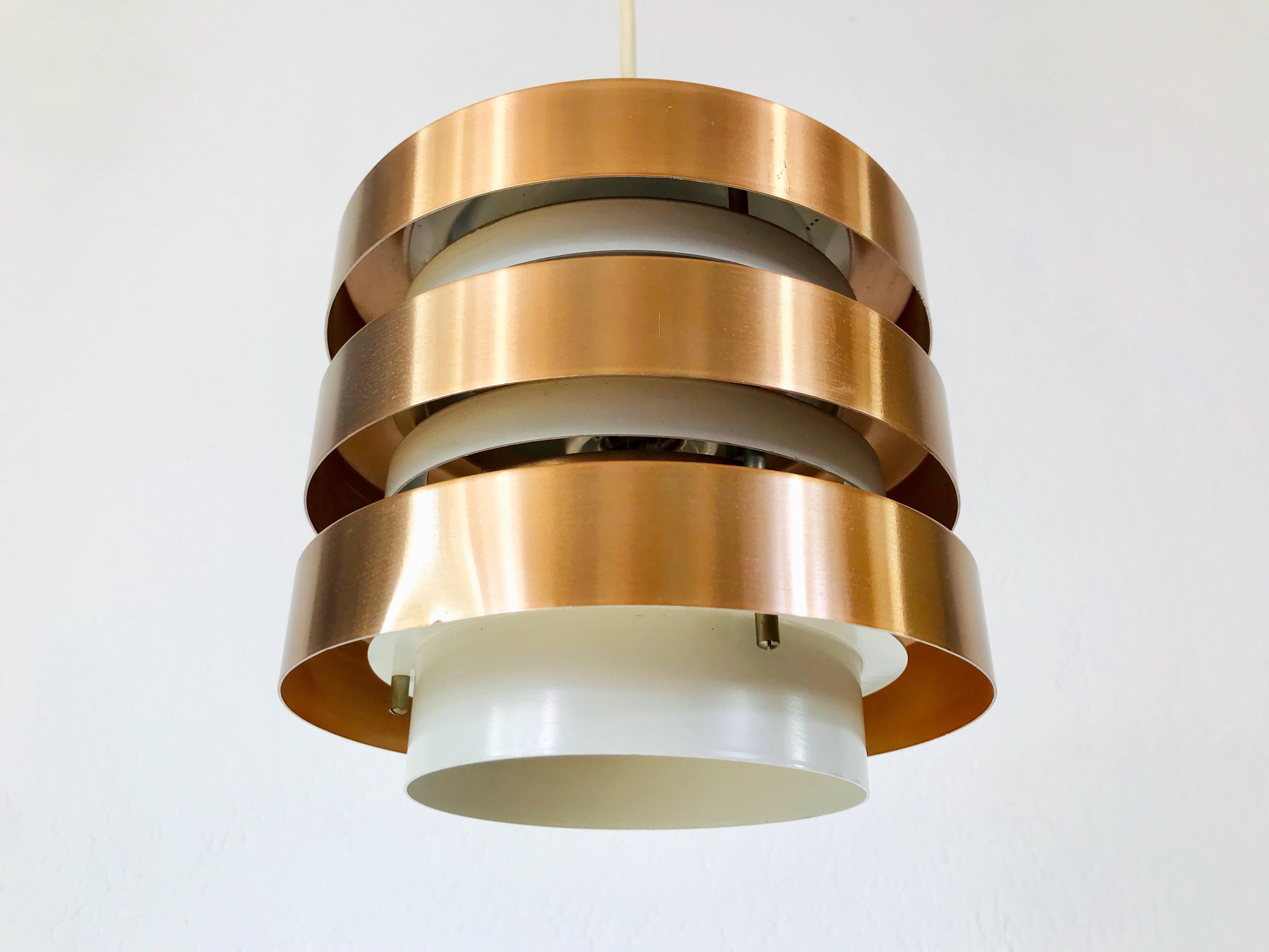 European Rare Copper and Metal Pendant Lamp from DDR, 1960s For Sale