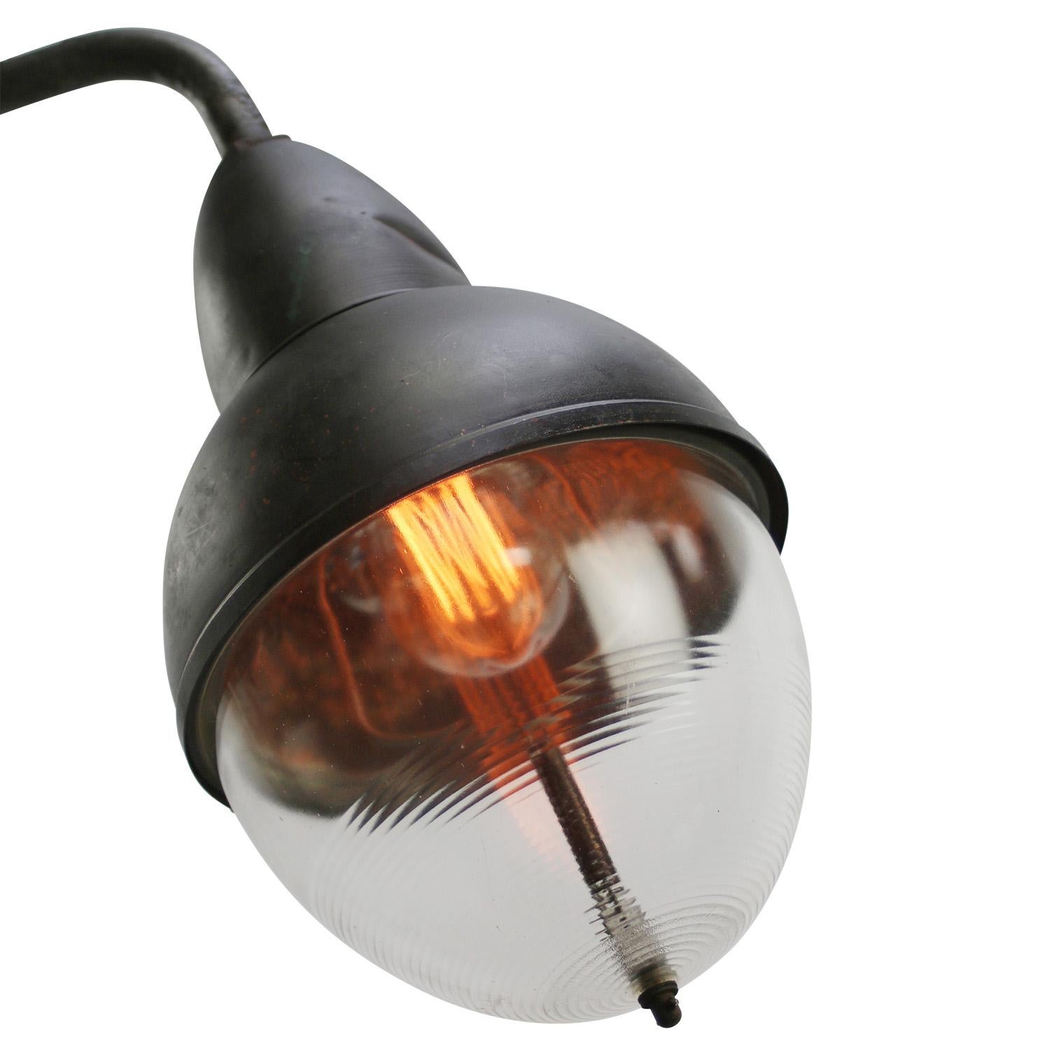 Vintage French green copper street light by Holophane, France
Iron arm and base, clear striped glass with Mercury glass inside mirror

Size wall mount 26 × 5 cm / 10.2 × 2 inches

Shipped in parts, easy to assemble

Weight: 4.70 kg / 10.4 lb

Priced