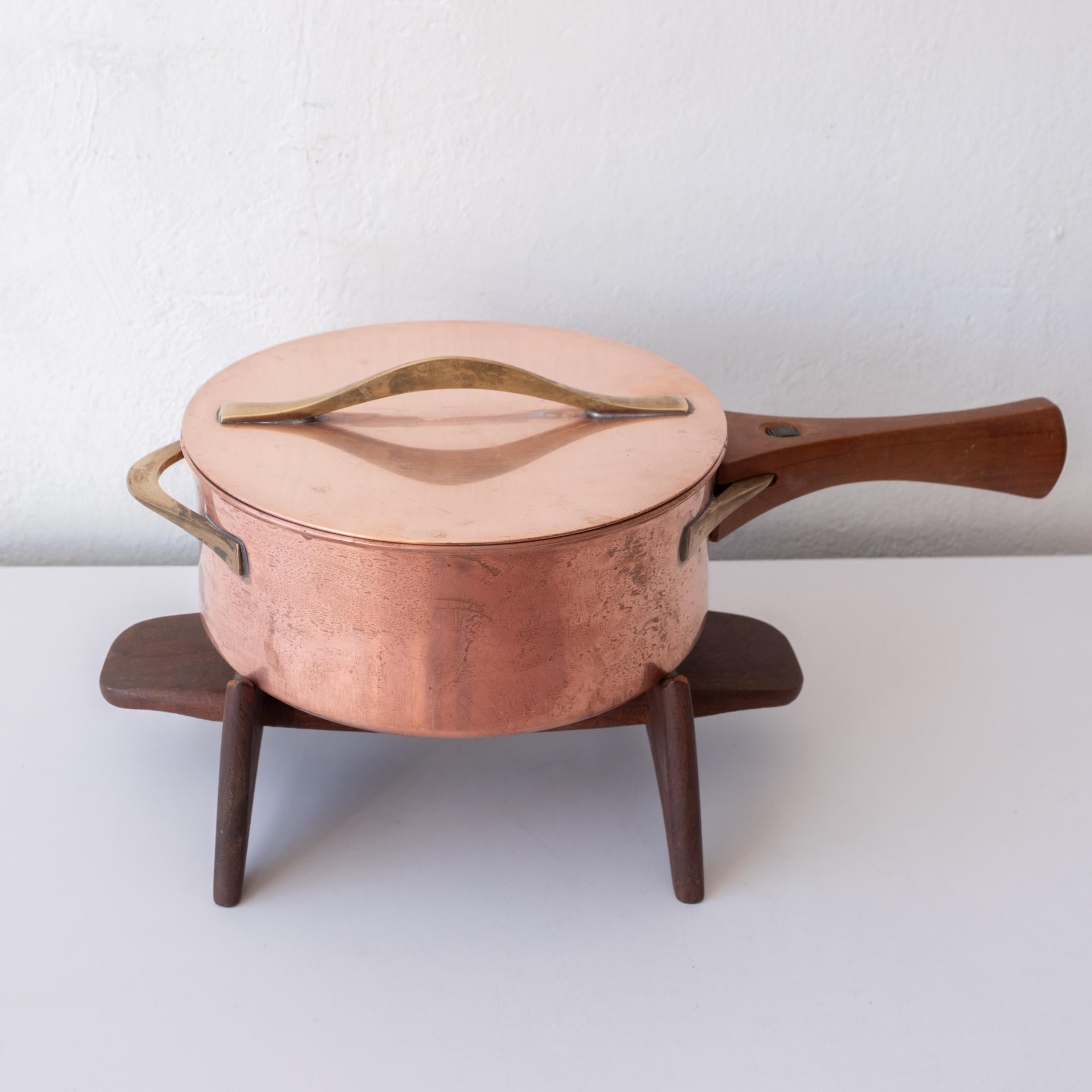Mid-Century Modern Rare Copper Pan and Stand by Jens Quistgaard for Dansk