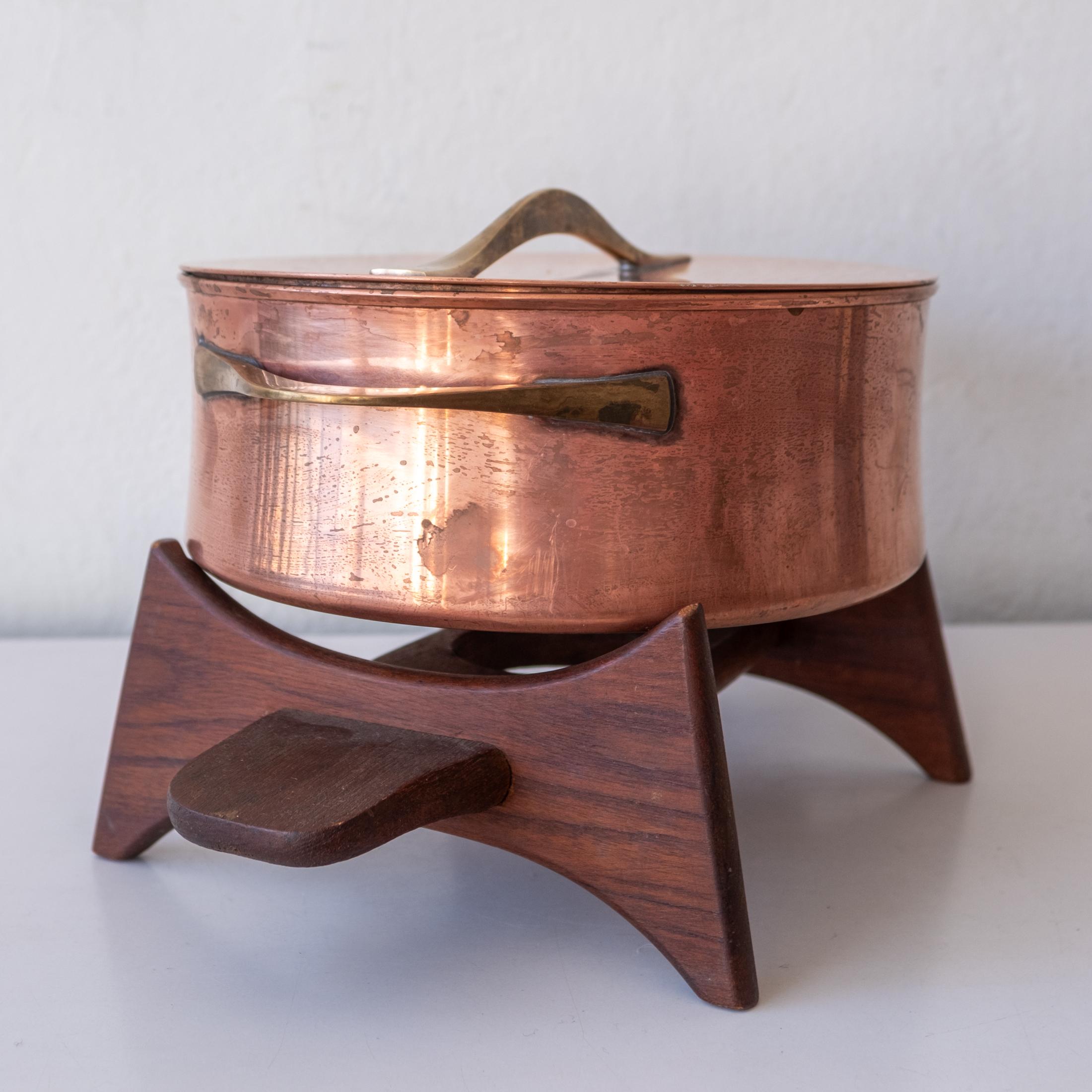 Danish Rare Copper Pan and Stand by Jens Quistgaard for Dansk
