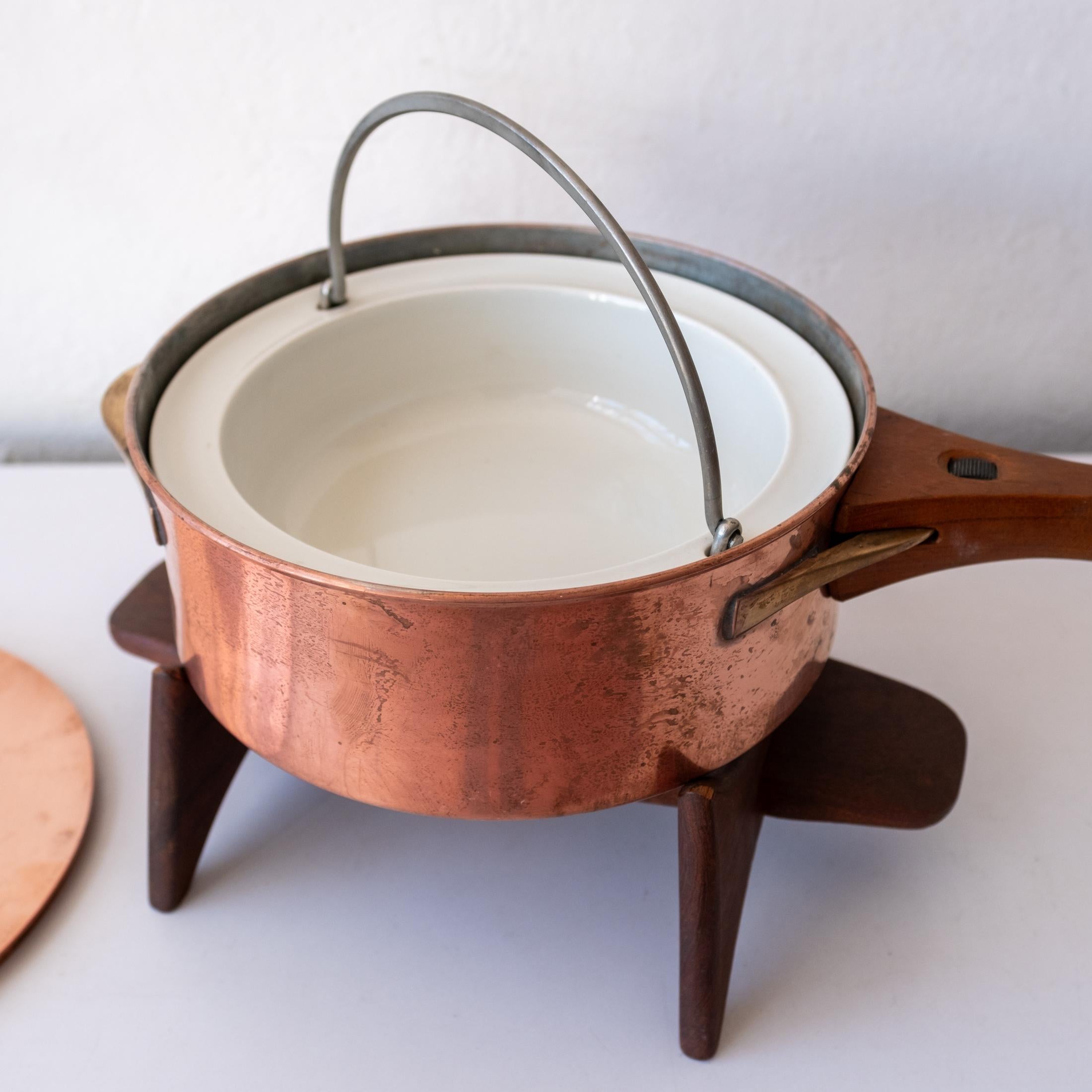 20th Century Rare Copper Pan and Stand by Jens Quistgaard for Dansk
