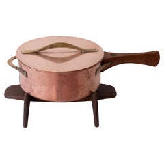 Retro Rare Copper Pan and Stand by Jens Quistgaard for Dansk