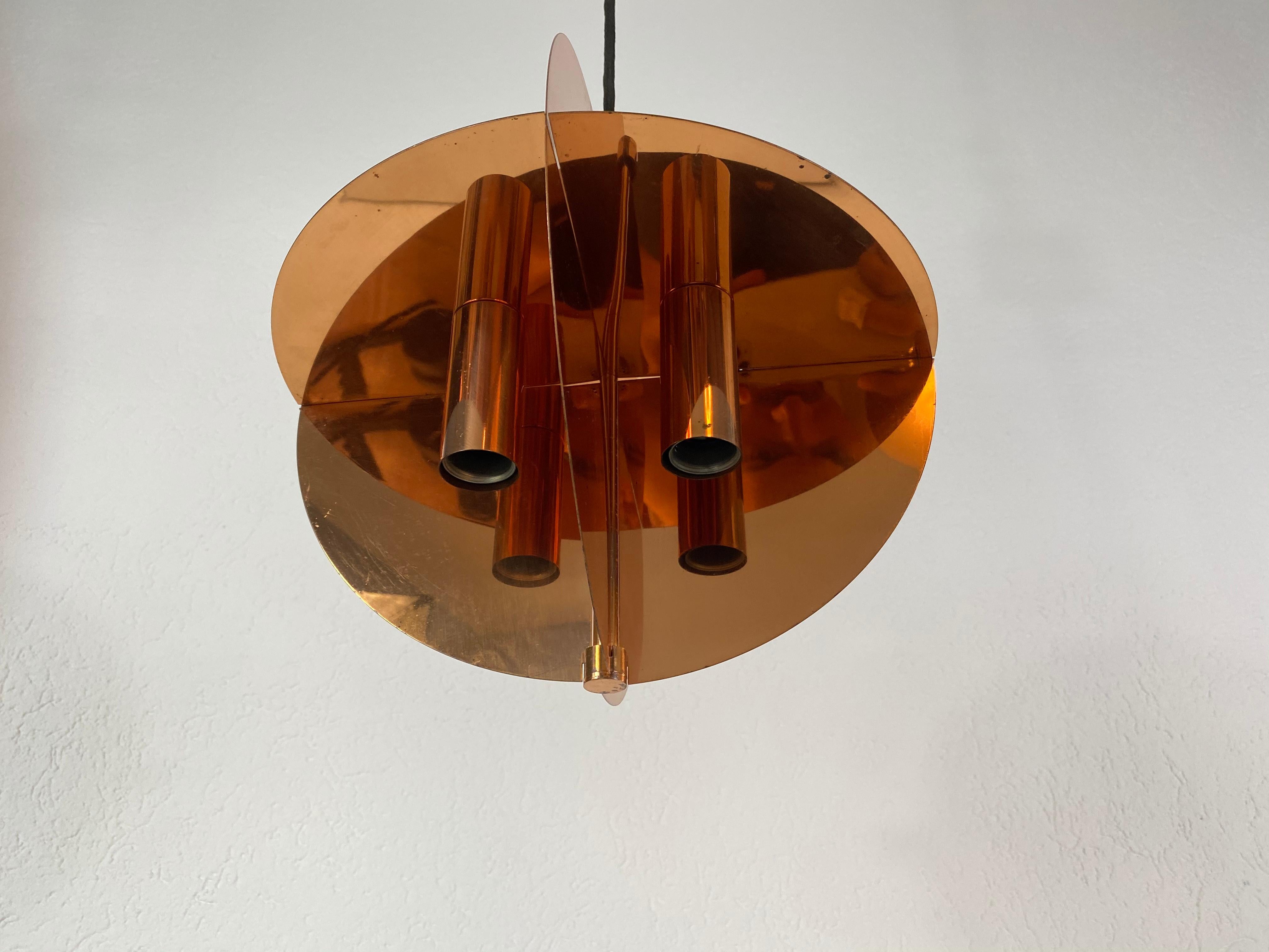 Rare Copper Pendant Lamp by Cosack, 1970s For Sale 5