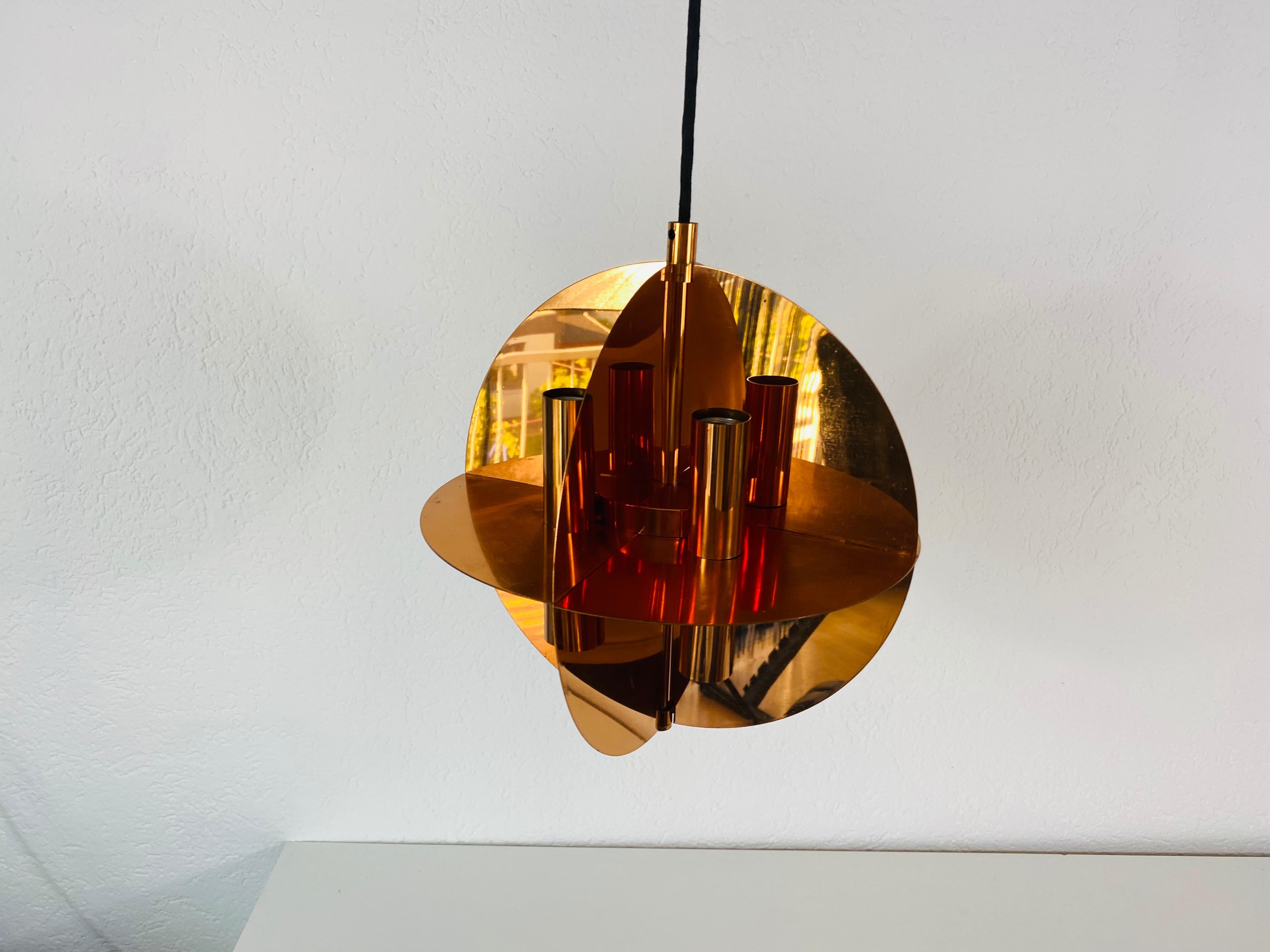Mid-Century Modern Rare Copper Pendant Lamp by Cosack, 1970s For Sale