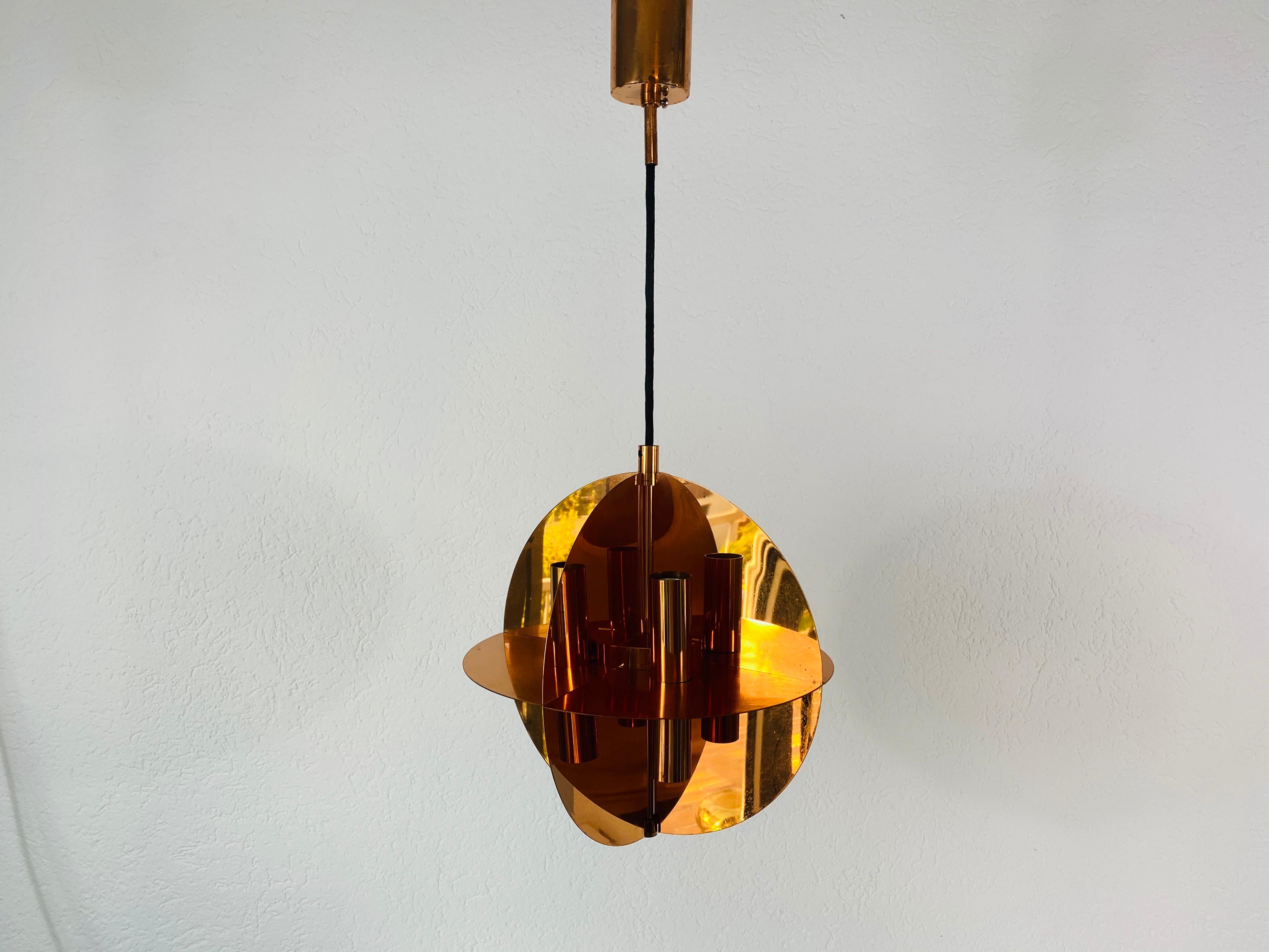 Rare Copper Pendant Lamp by Cosack, 1970s For Sale 1