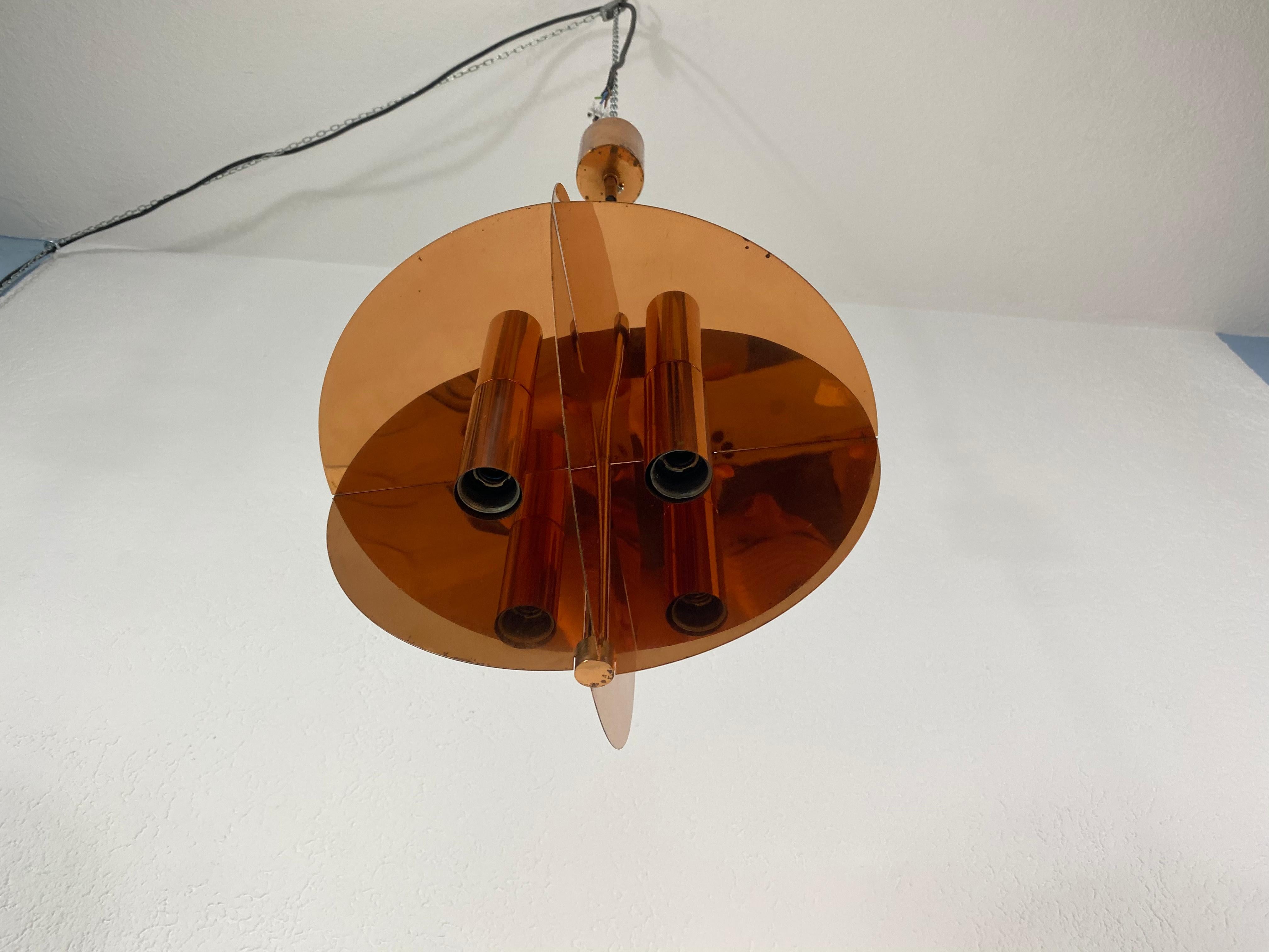 Rare Copper Pendant Lamp by Cosack, 1970s For Sale 3