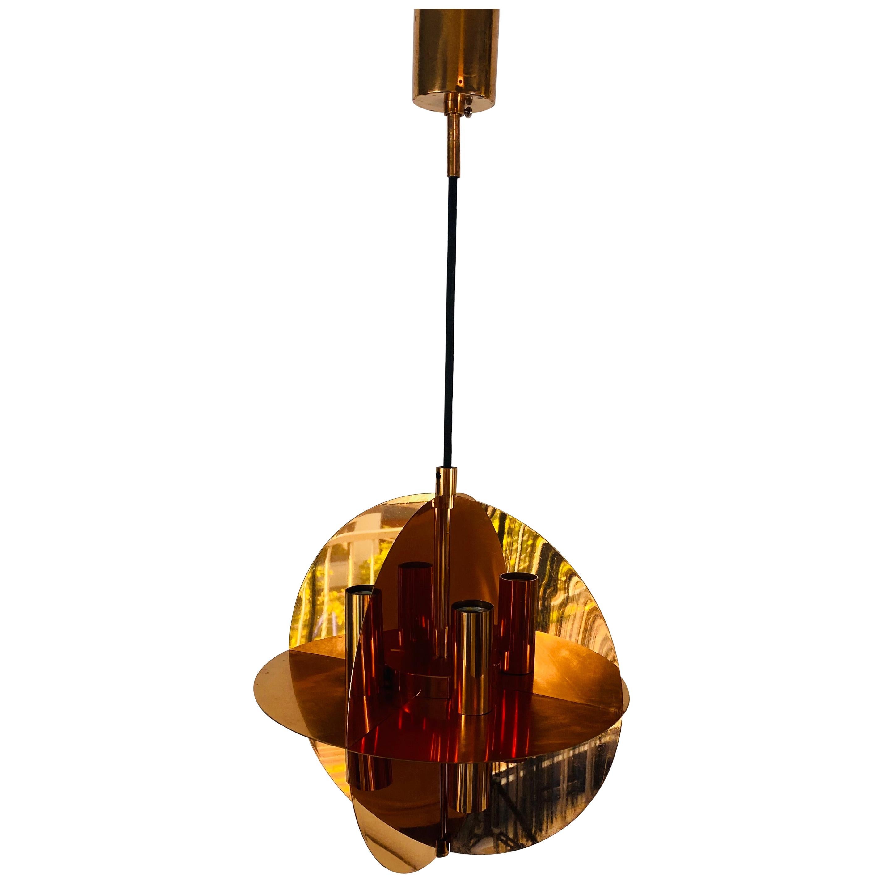 Rare lampe à suspension en cuivre de Cosack, années 1970