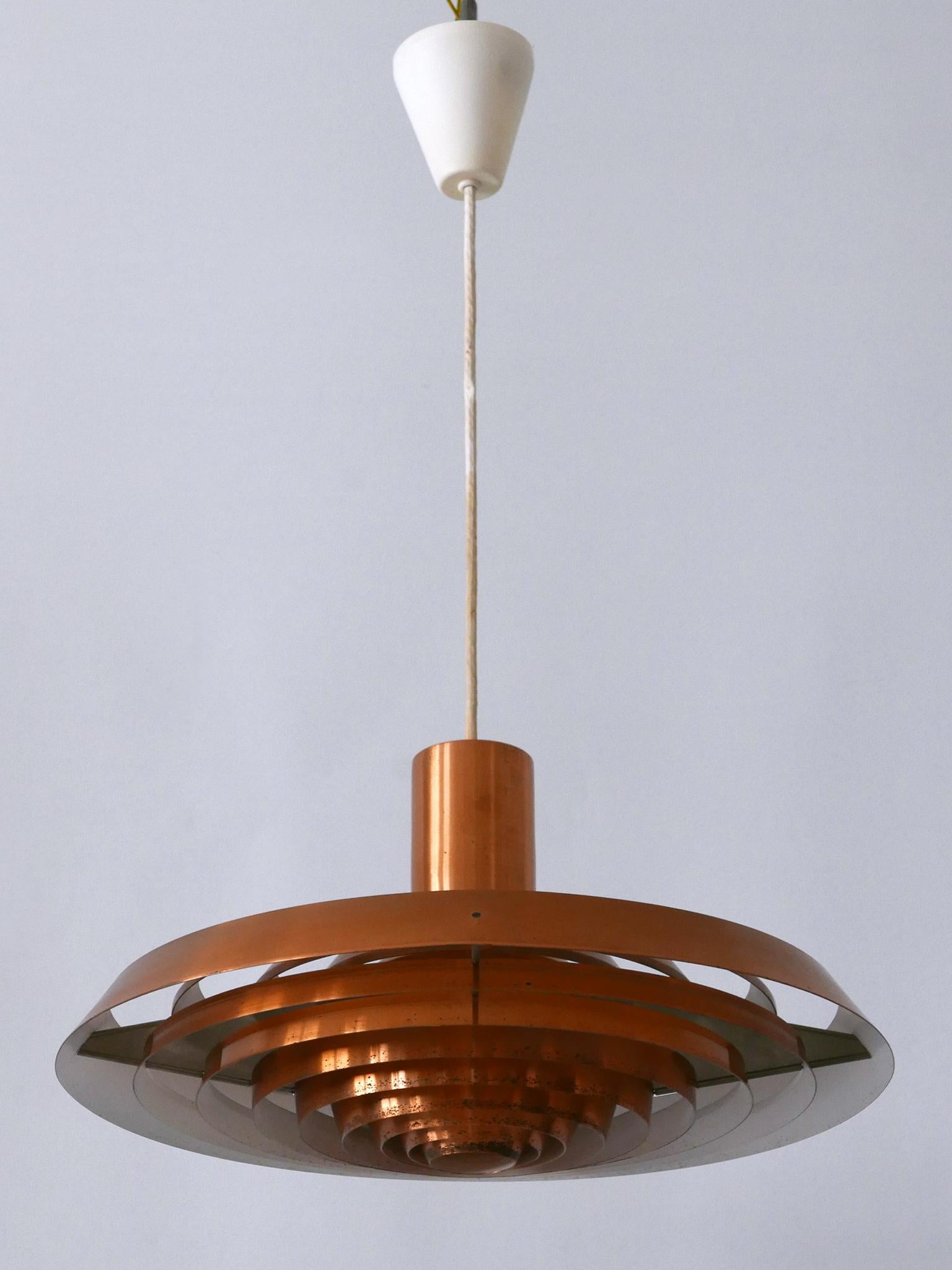 Rare Copper Plate Pendant Lamp by Poul Henningsen for Louis Poulsen Denmark 1958 For Sale 5