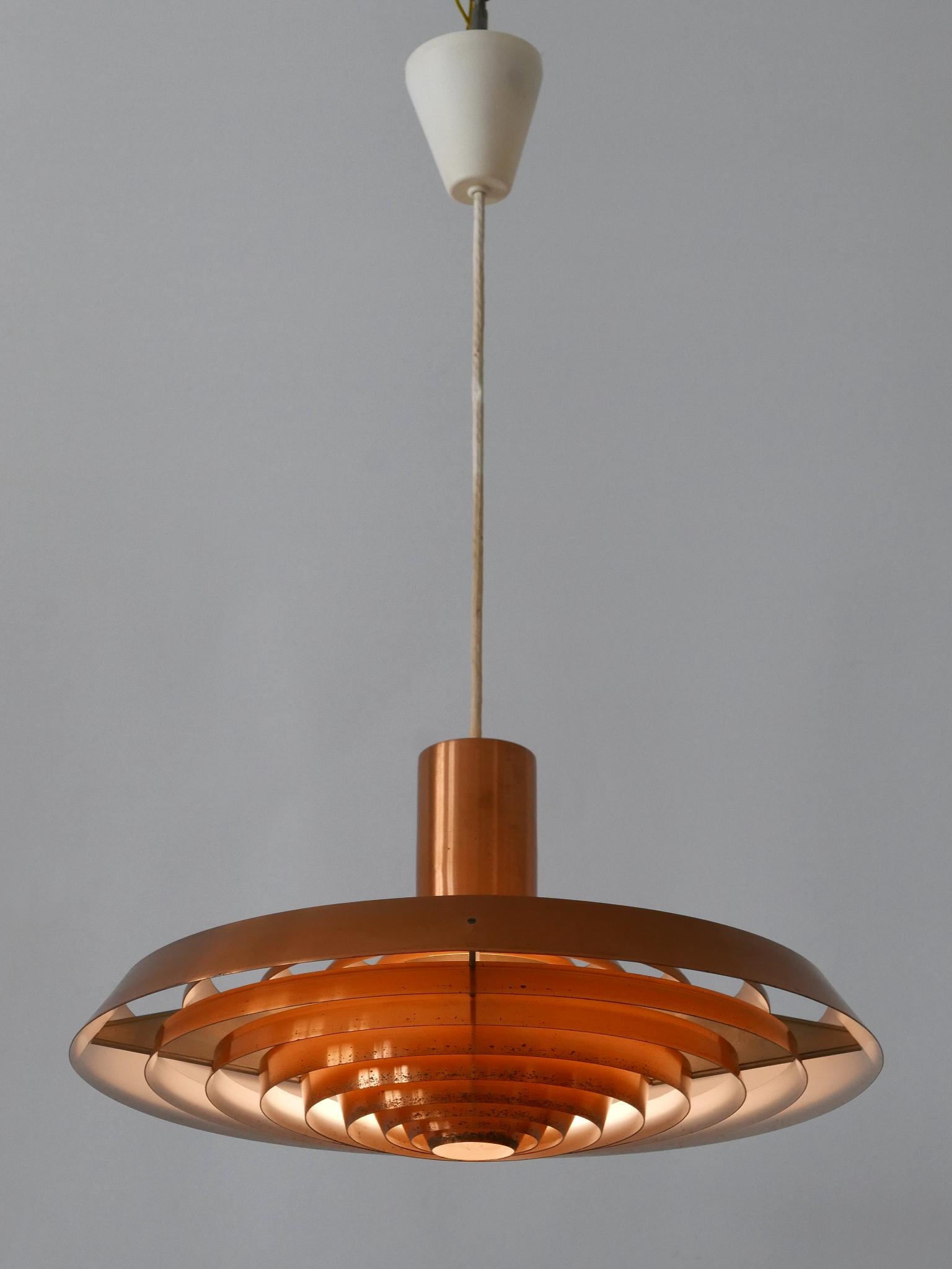 Rare Copper Plate Pendant Lamp by Poul Henningsen for Louis Poulsen Denmark 1958 For Sale 6