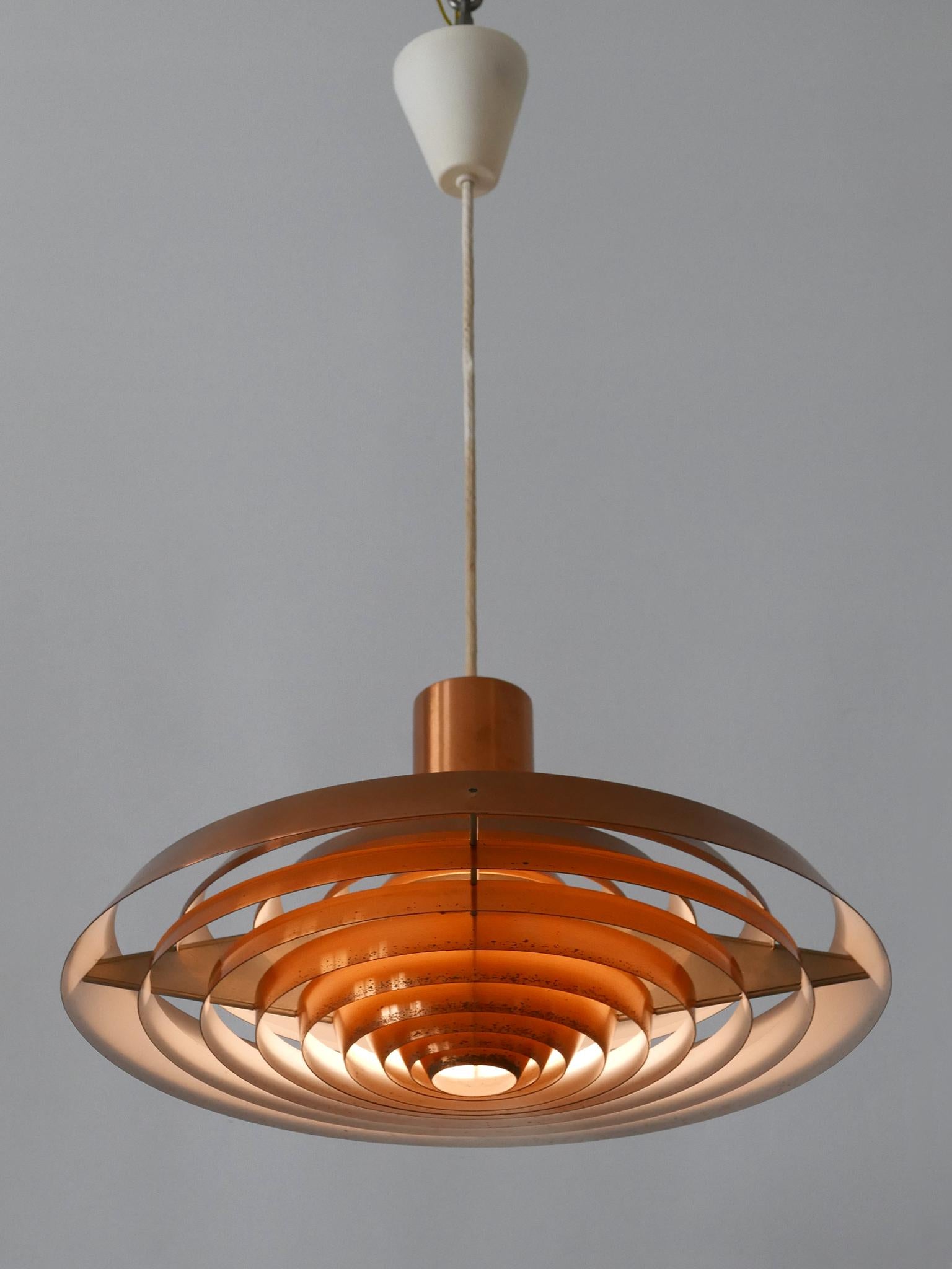 Rare Copper Plate Pendant Lamp by Poul Henningsen for Louis Poulsen Denmark 1958 For Sale 7