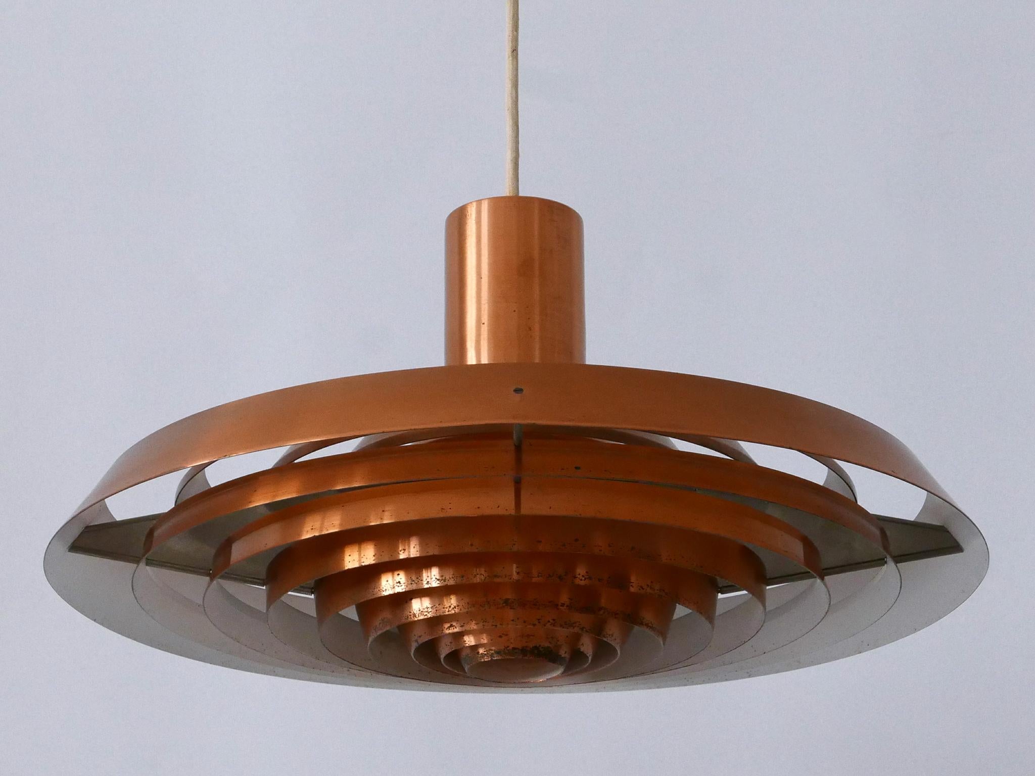 Rare Copper Plate Pendant Lamp by Poul Henningsen for Louis Poulsen Denmark 1958 For Sale 8