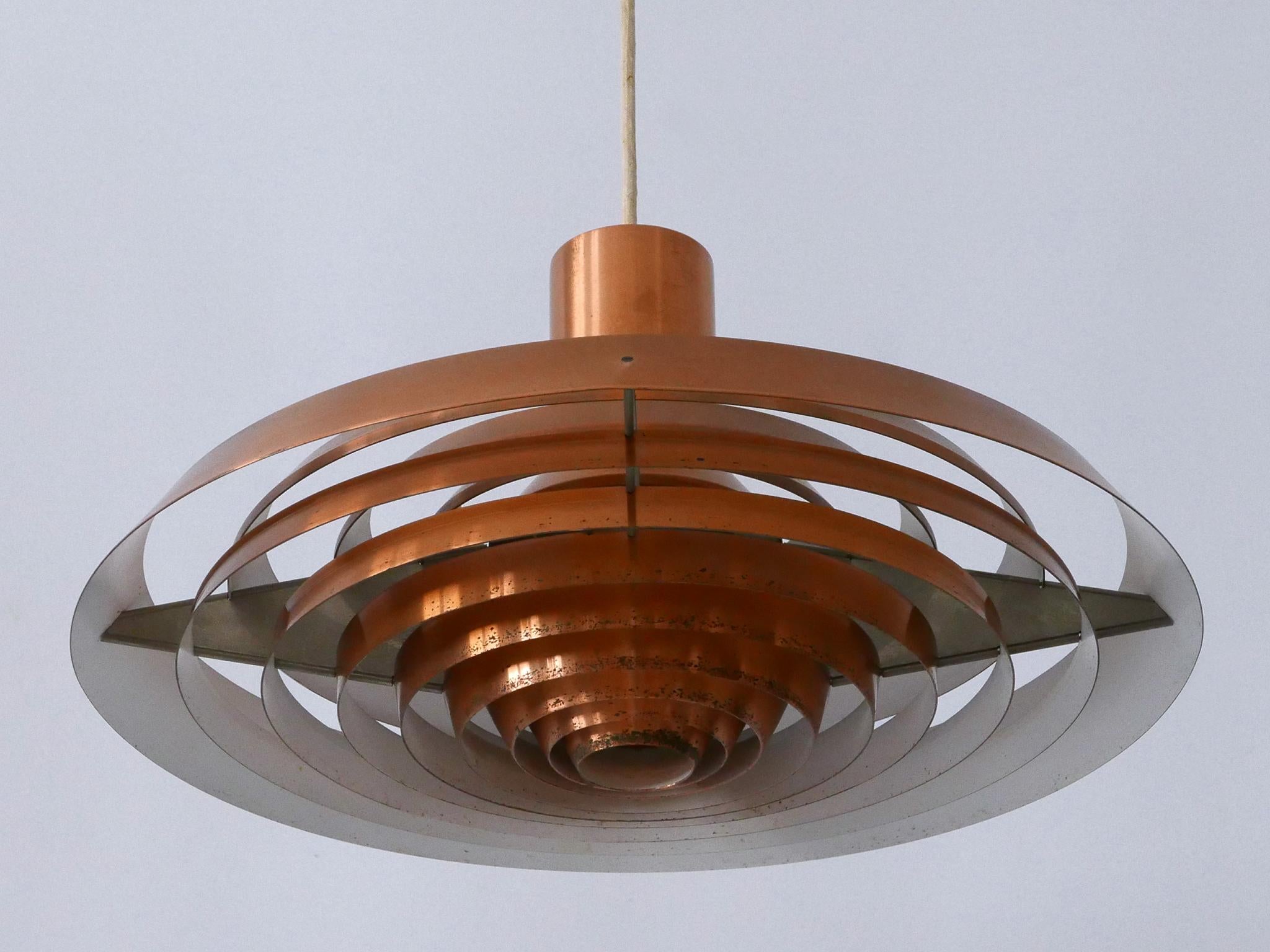 Rare Copper Plate Pendant Lamp by Poul Henningsen for Louis Poulsen Denmark 1958 For Sale 9