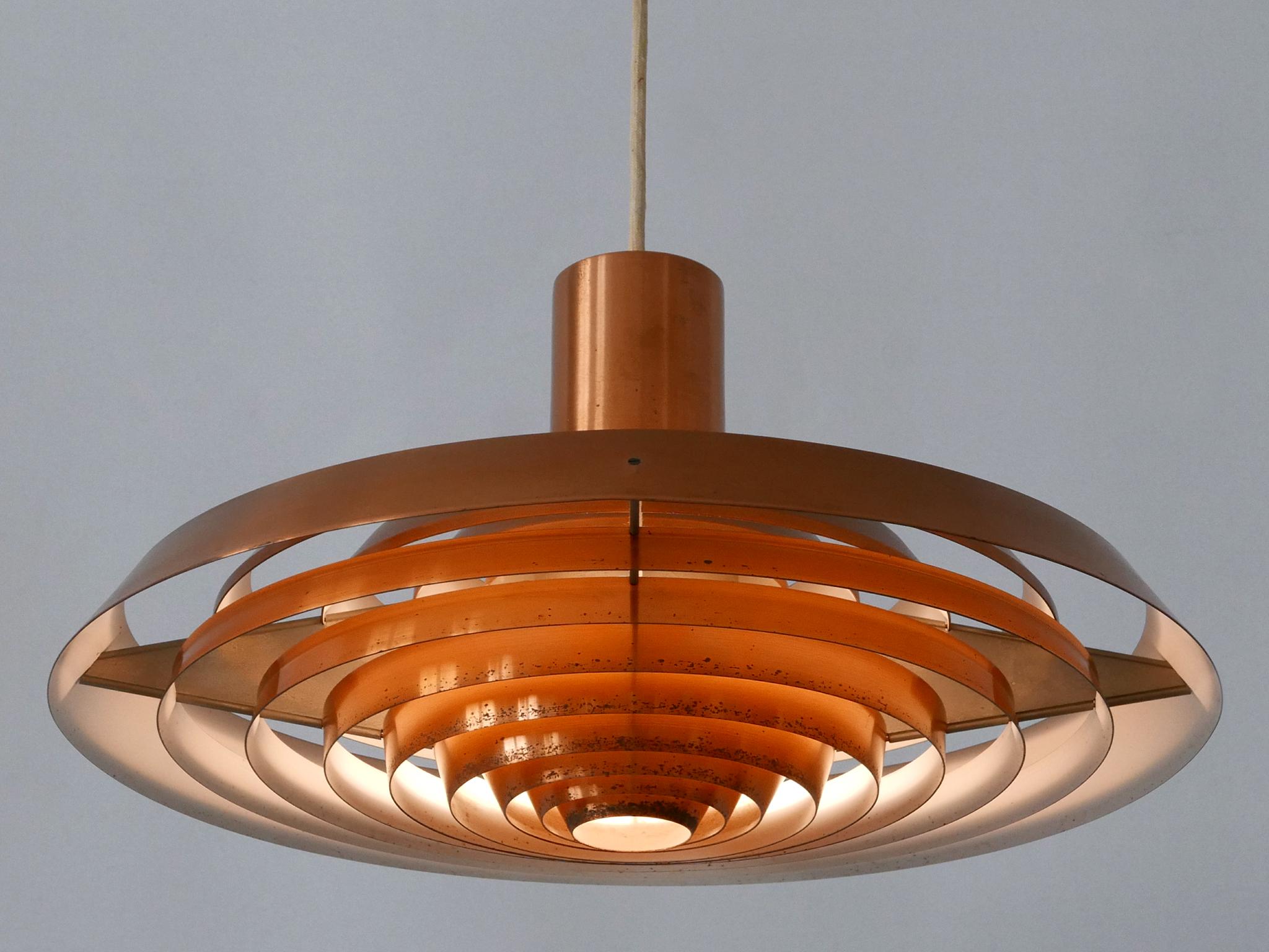 Rare Copper Plate Pendant Lamp by Poul Henningsen for Louis Poulsen Denmark 1958 For Sale 10
