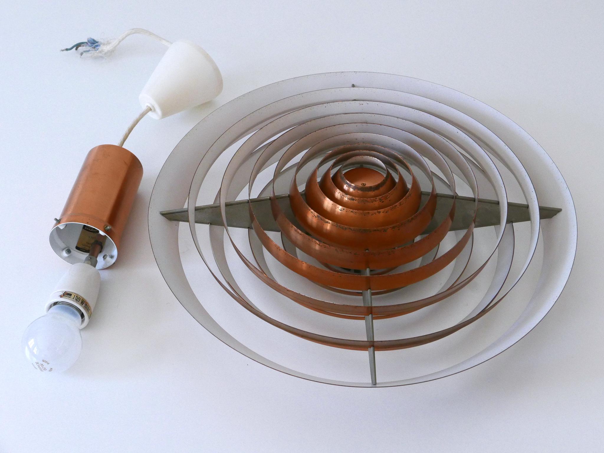 Rare Copper Plate Pendant Lamp by Poul Henningsen for Louis Poulsen Denmark 1958 For Sale 11