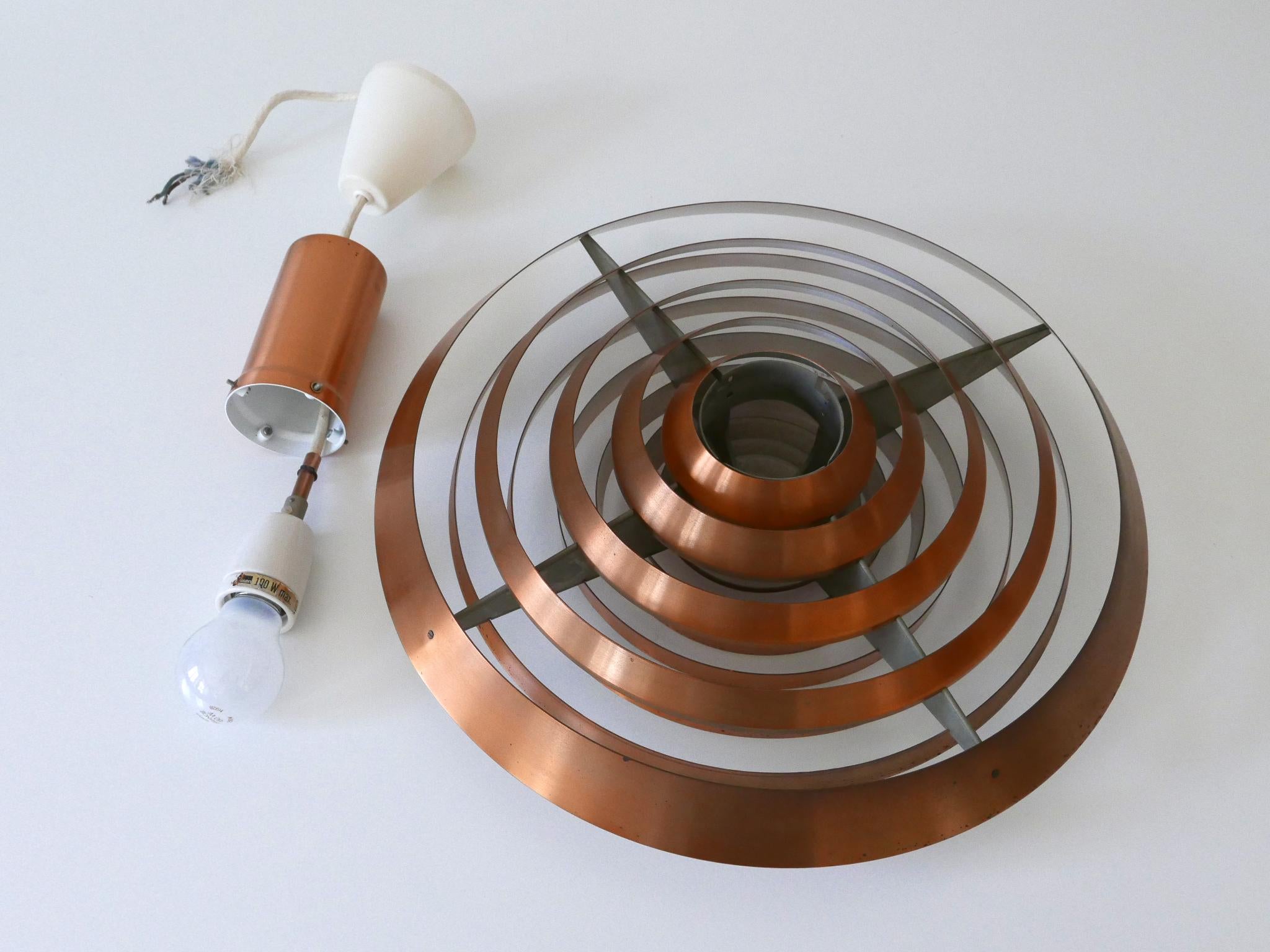 Rare Copper Plate Pendant Lamp by Poul Henningsen for Louis Poulsen Denmark 1958 For Sale 12