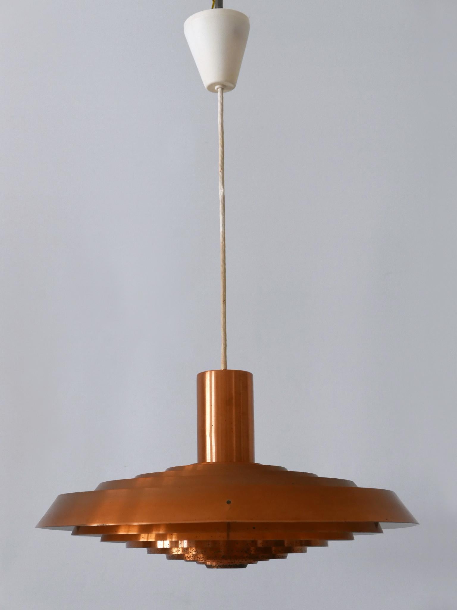 Danish Rare Copper Plate Pendant Lamp by Poul Henningsen for Louis Poulsen Denmark 1958 For Sale