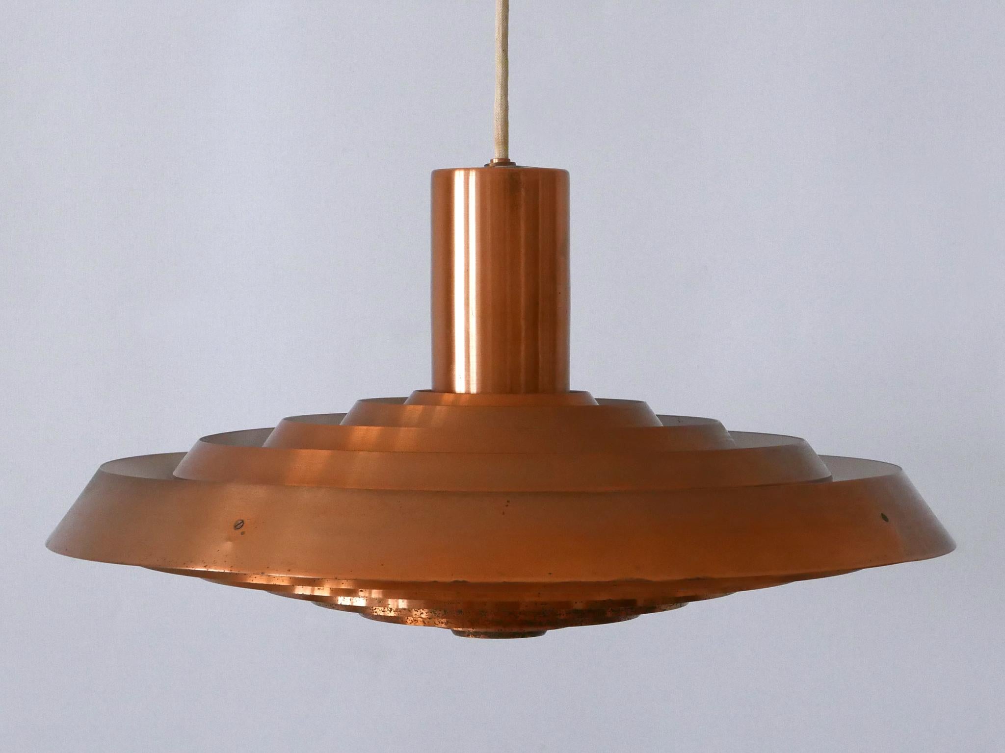 Mid-20th Century Rare Copper Plate Pendant Lamp by Poul Henningsen for Louis Poulsen Denmark 1958 For Sale