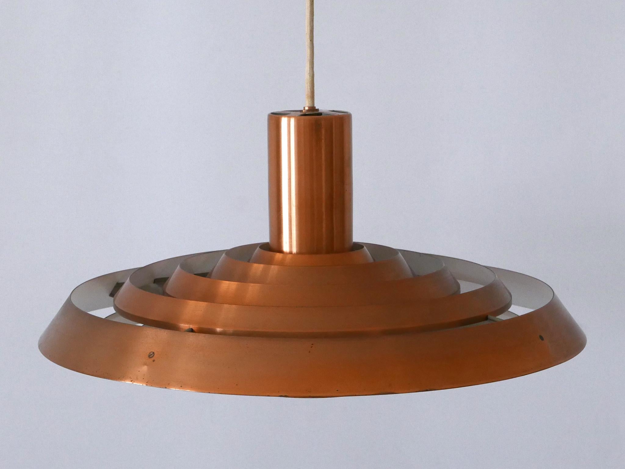 Rare Copper Plate Pendant Lamp by Poul Henningsen for Louis Poulsen Denmark 1958 For Sale 2