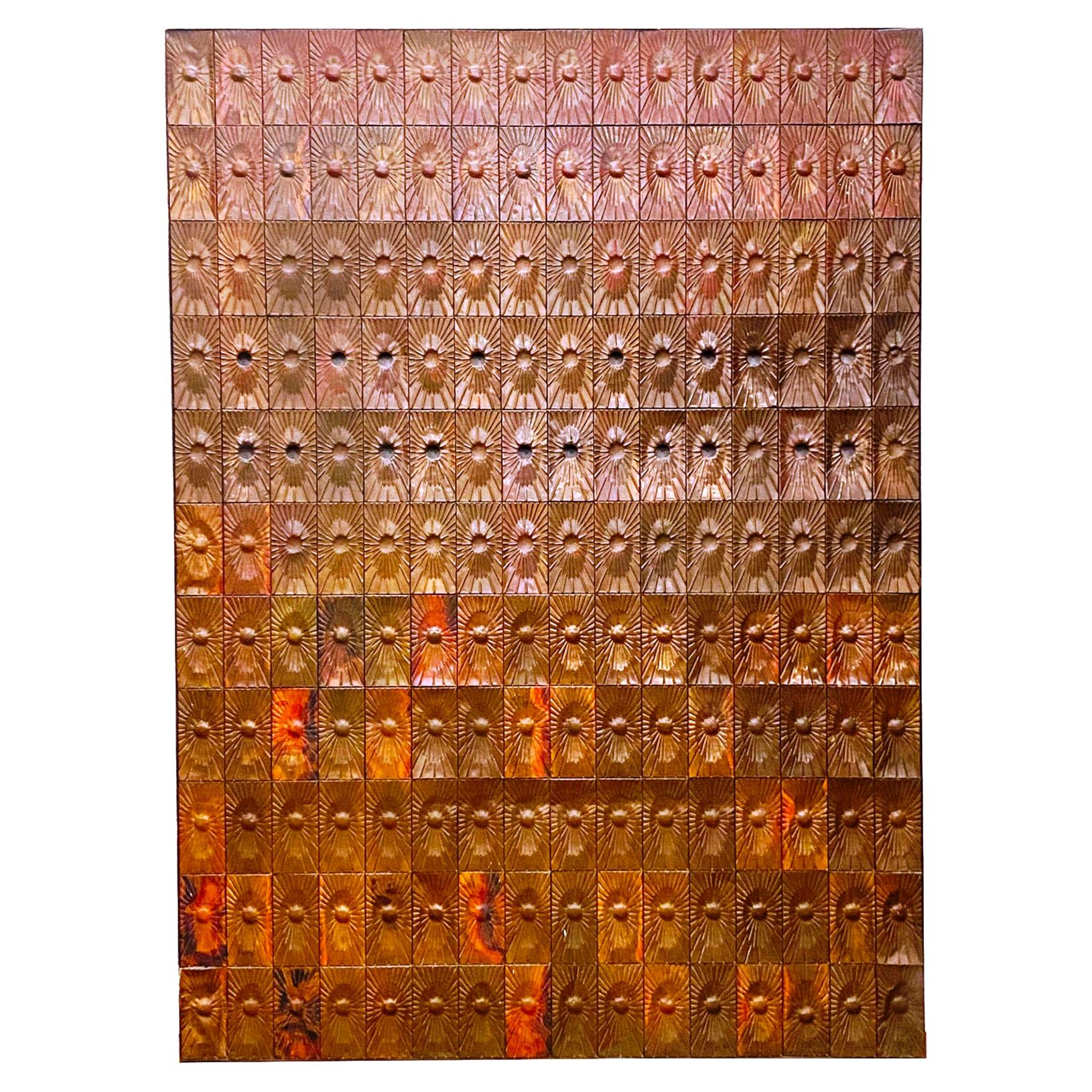 Copper Wall Cladding Designed by Edit Oborzil and Tibor Jeney, 1968 For Sale 8