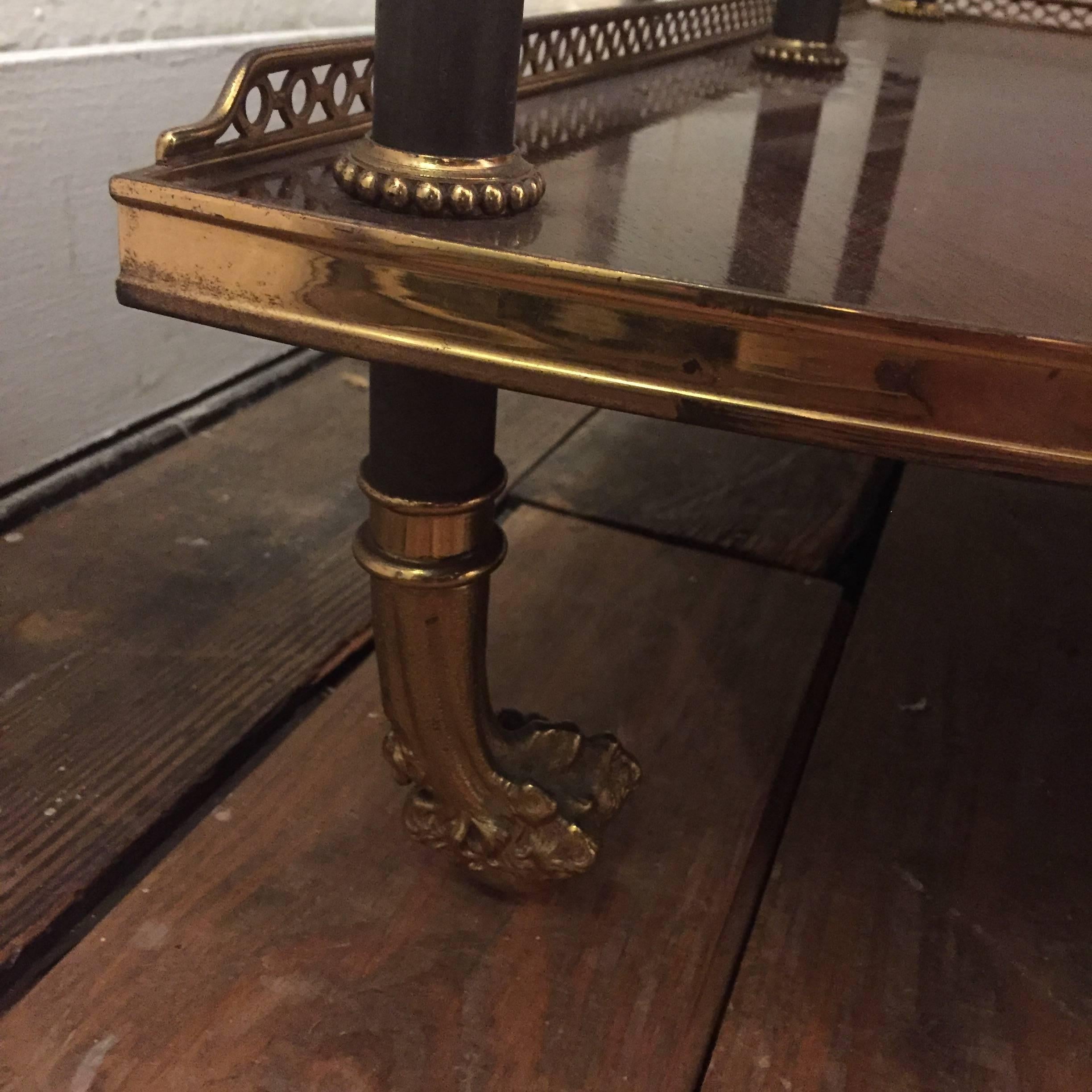 Rare Corner Five-Tier Mahogany and Brass Shelving Unit Étagère In Excellent Condition In Hopewell, NJ