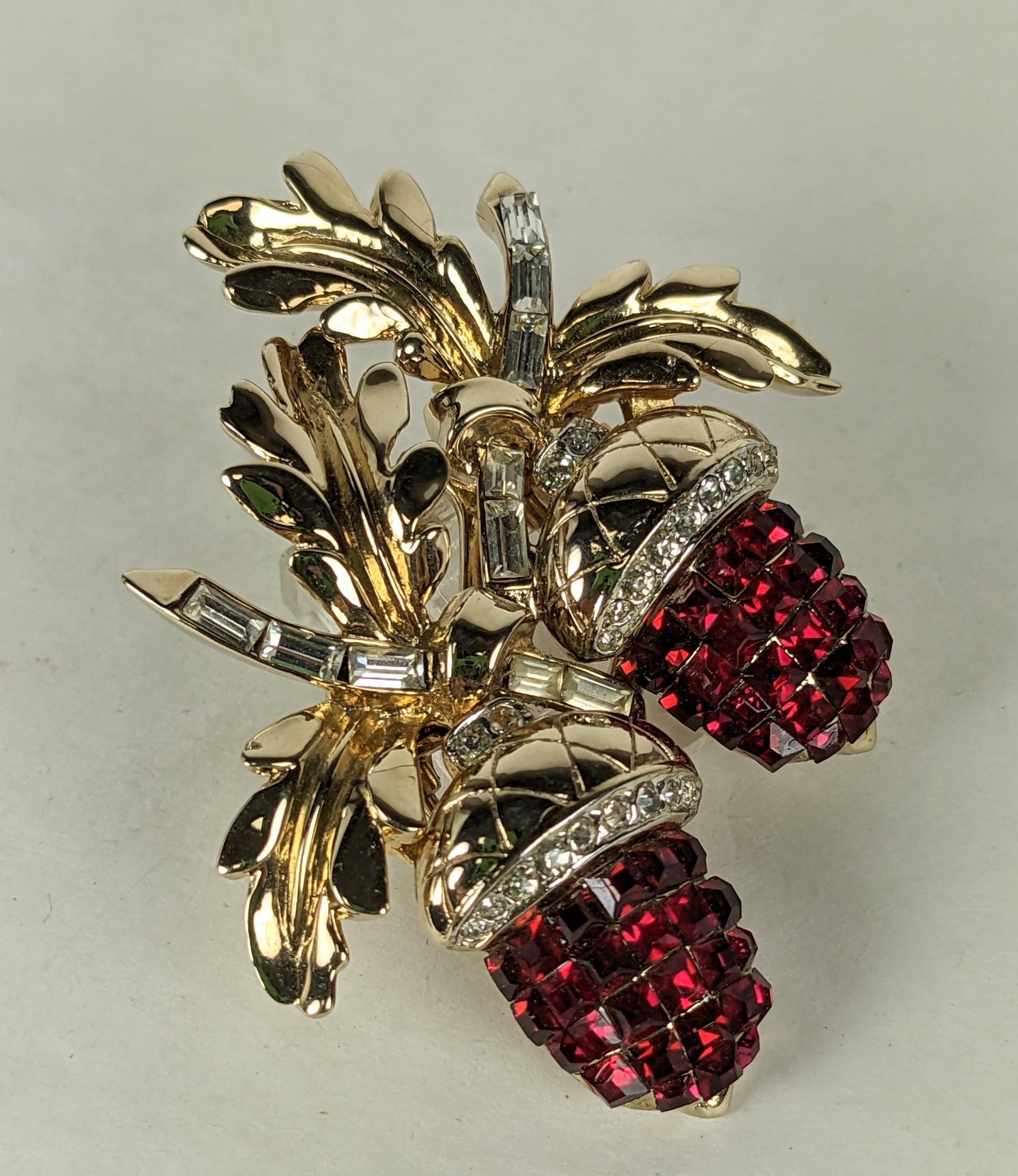 Rare Coro Invisibly Set Ruby Acorn Duette Clip Brooch at 1stDibs coro