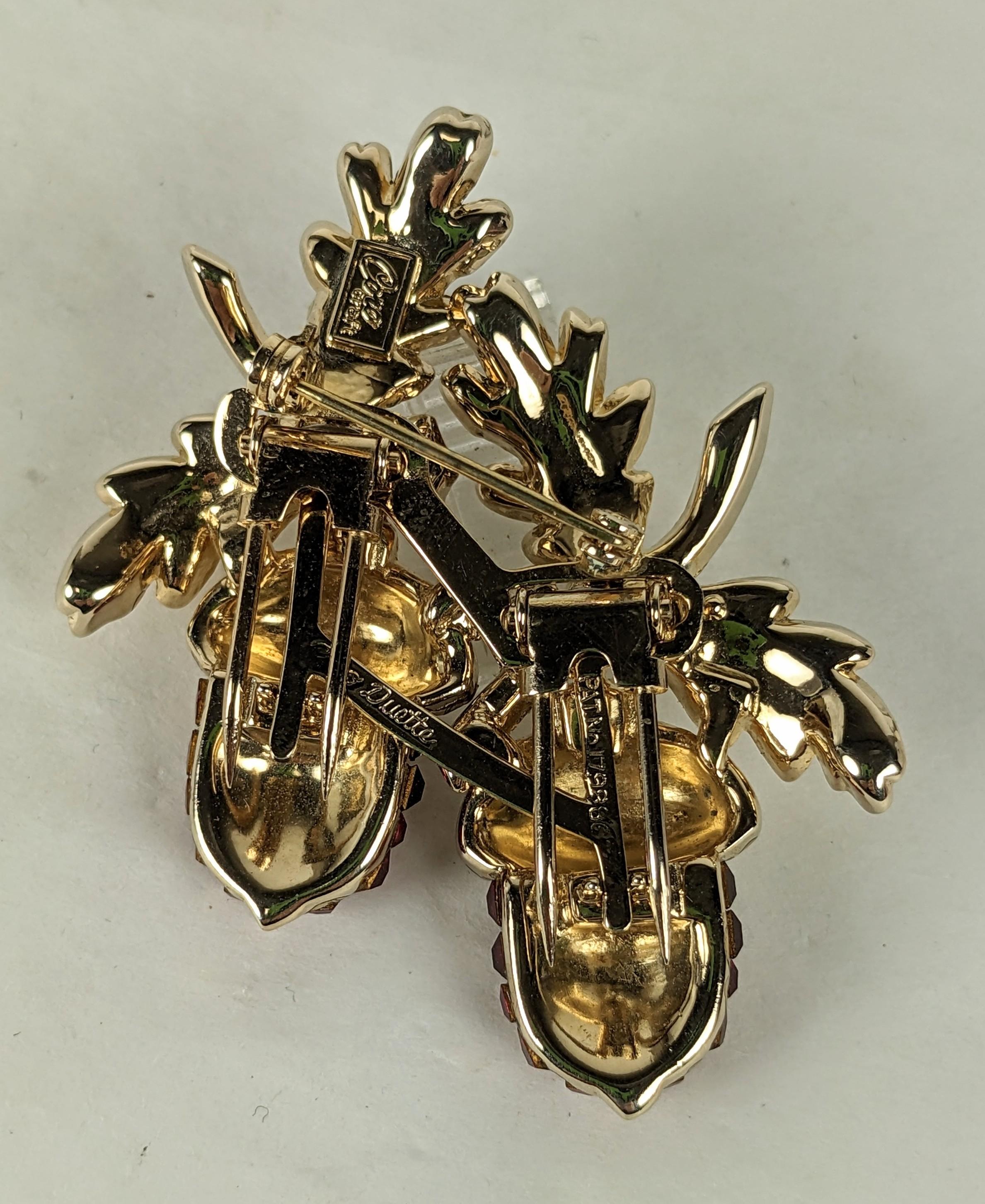 Rare Coro Invisibly Set Ruby Acorn Duette Clip Brooch at 1stDibs coro