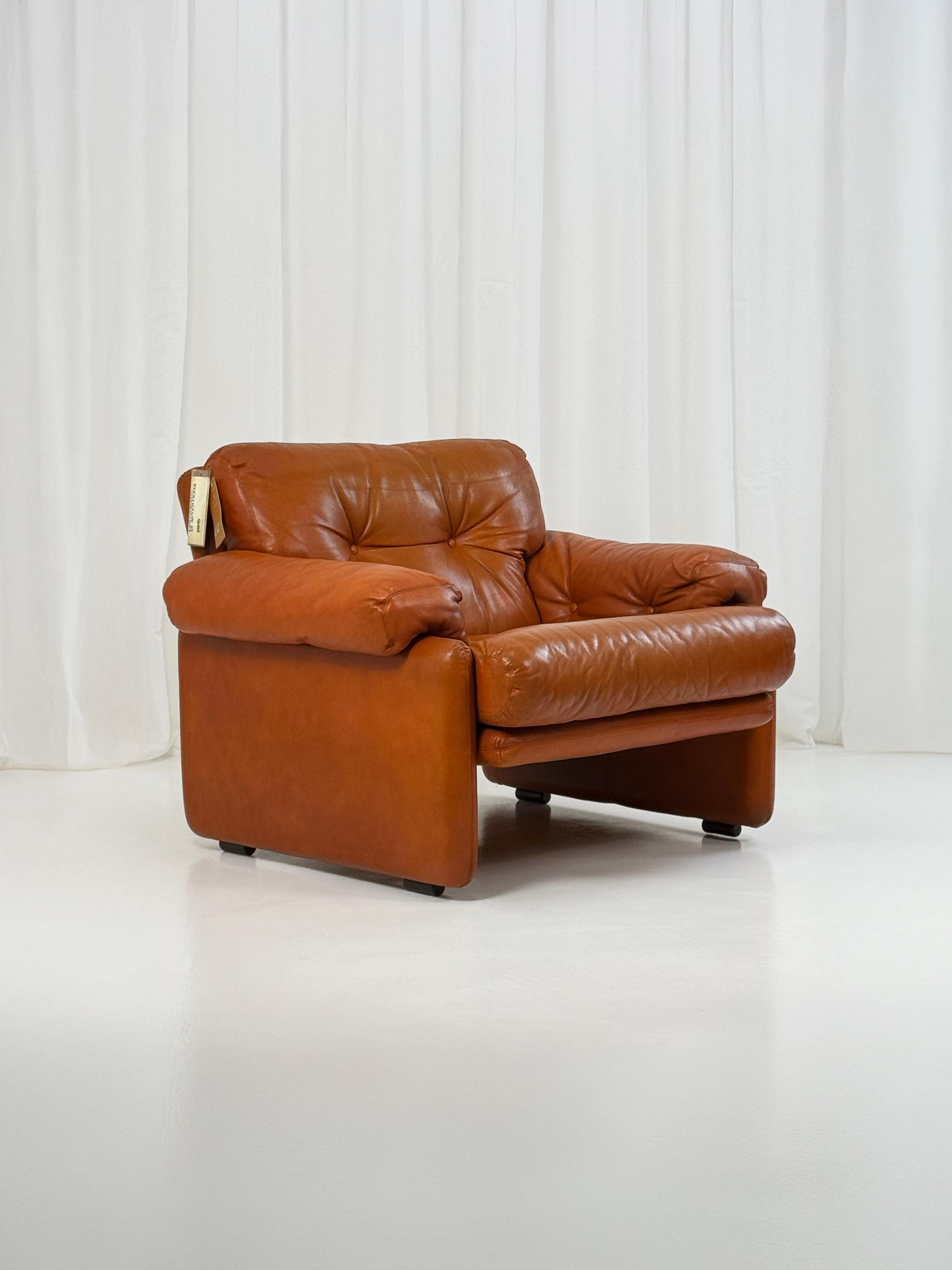 Raros Sillones Coronado en Piel Tabaco de T.Scarpa para B&B, Italia 1974. en venta 3