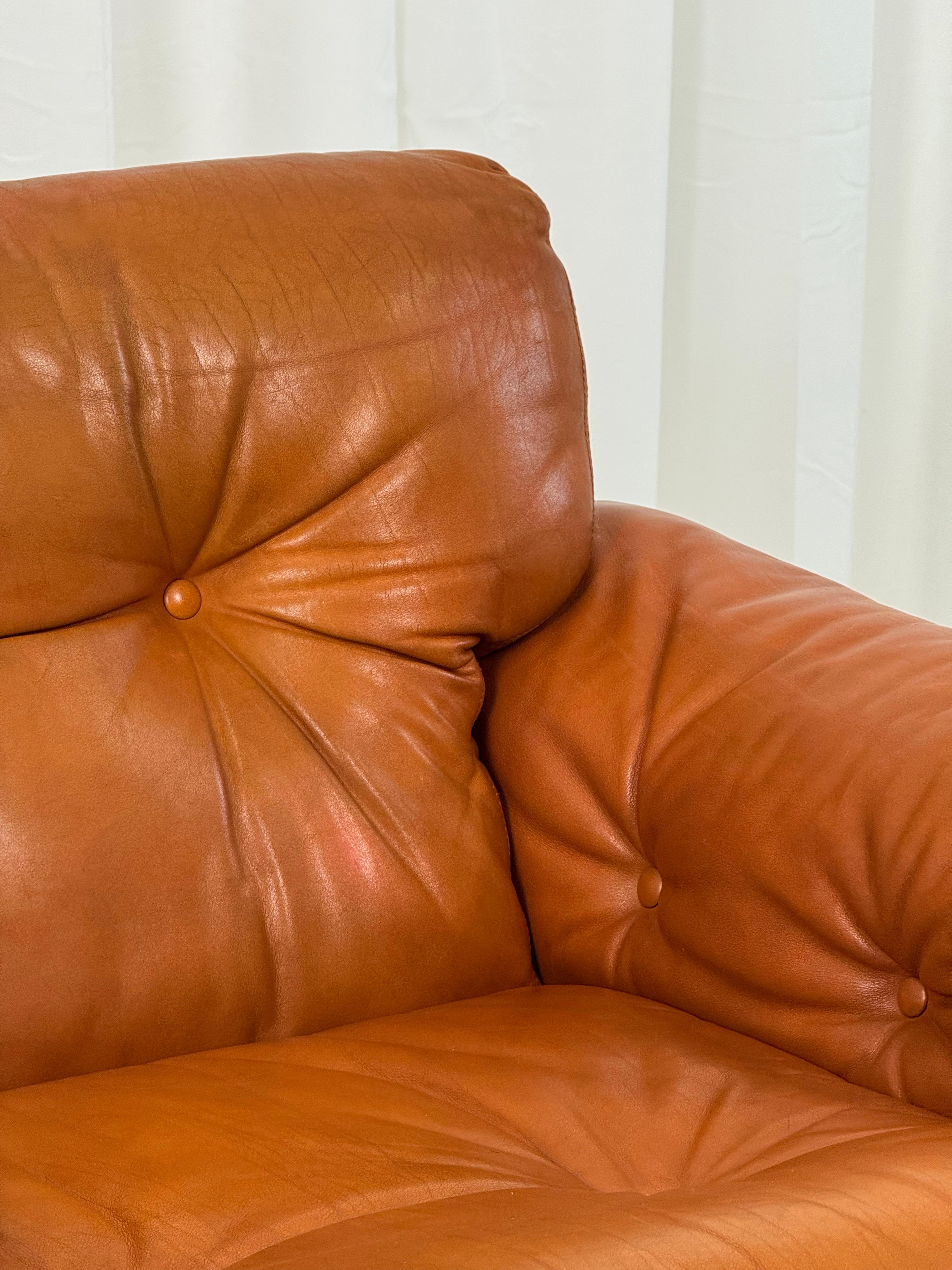 Raros Sillones Coronado en Piel Tabaco de T.Scarpa para B&B, Italia 1974. en venta 8