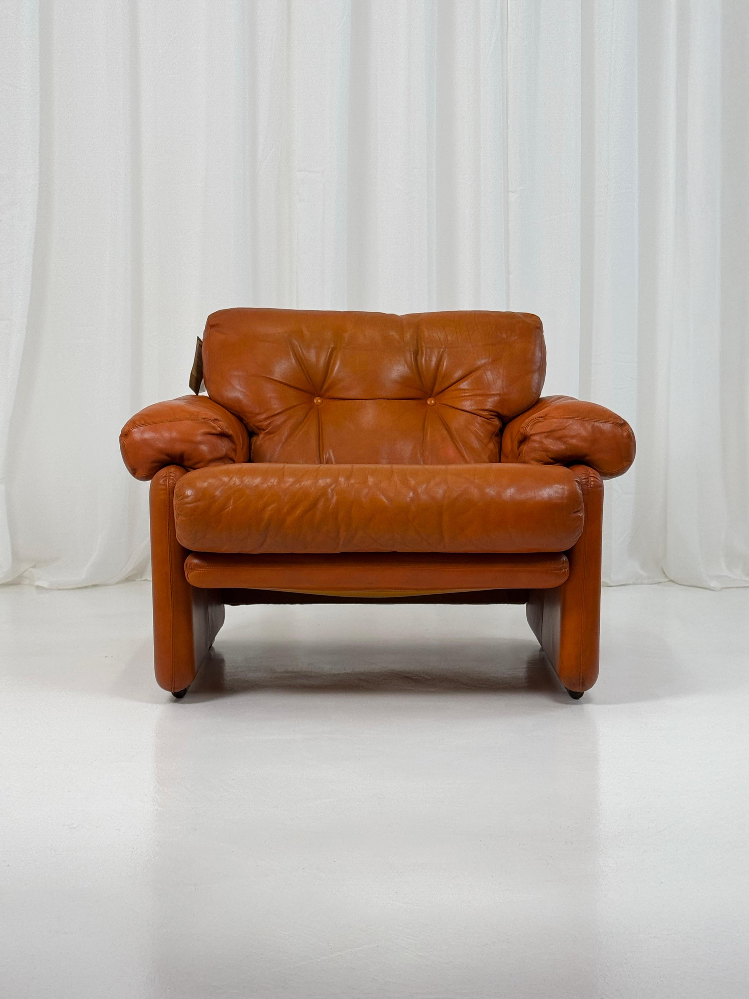 Raros Sillones Coronado en Piel Tabaco de T.Scarpa para B&B, Italia 1974. en venta 9
