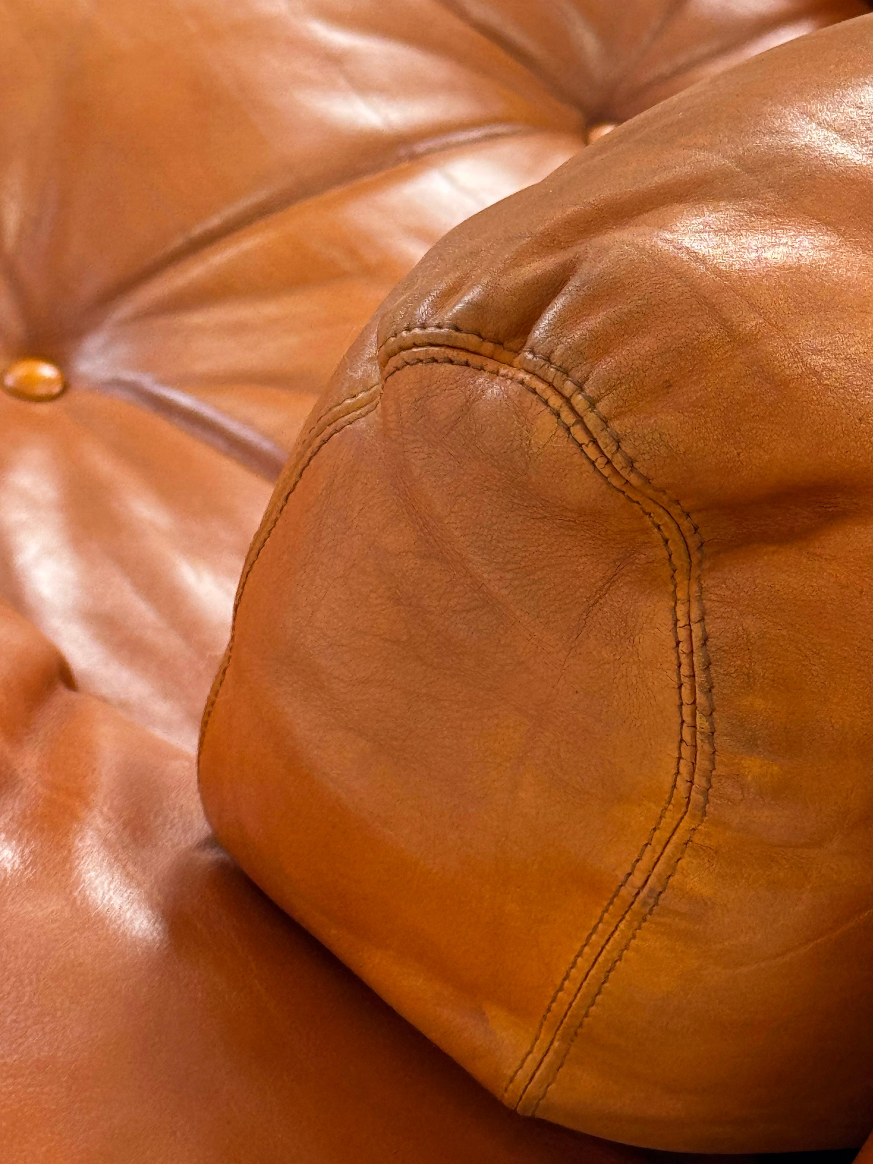 Raros Sillones Coronado en Piel Tabaco de T.Scarpa para B&B, Italia 1974. Moderno de mediados de siglo en venta