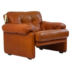 Rare Coronado Armchairs in Tobacco Leather by T.Scarpa for B&B, Italy 1974.