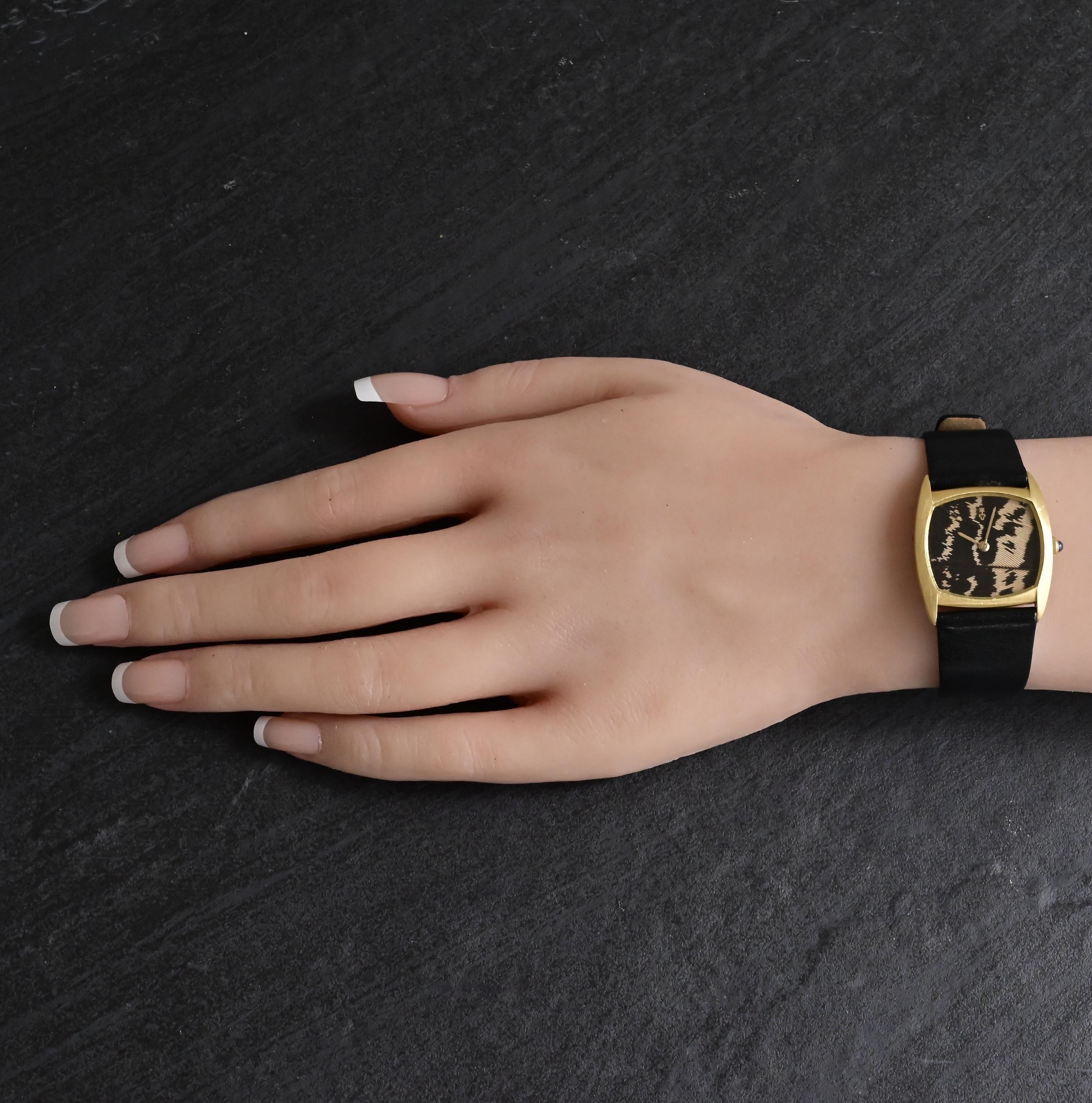 Rare Corum 18K Yellow Gold Peacock Feather Dial Watch 30x27mm Manual Wind 13