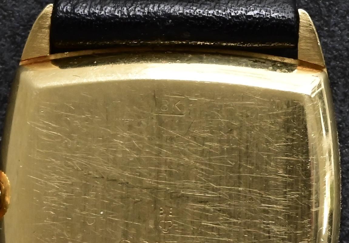 Rare Corum 18K Yellow Gold Peacock Feather Dial Watch 30x27mm Manual Wind 4