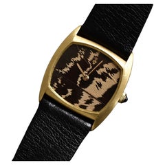 Rare Corum 18K Yellow Gold Peacock Feather Dial Watch 30x27mm Manual Wind