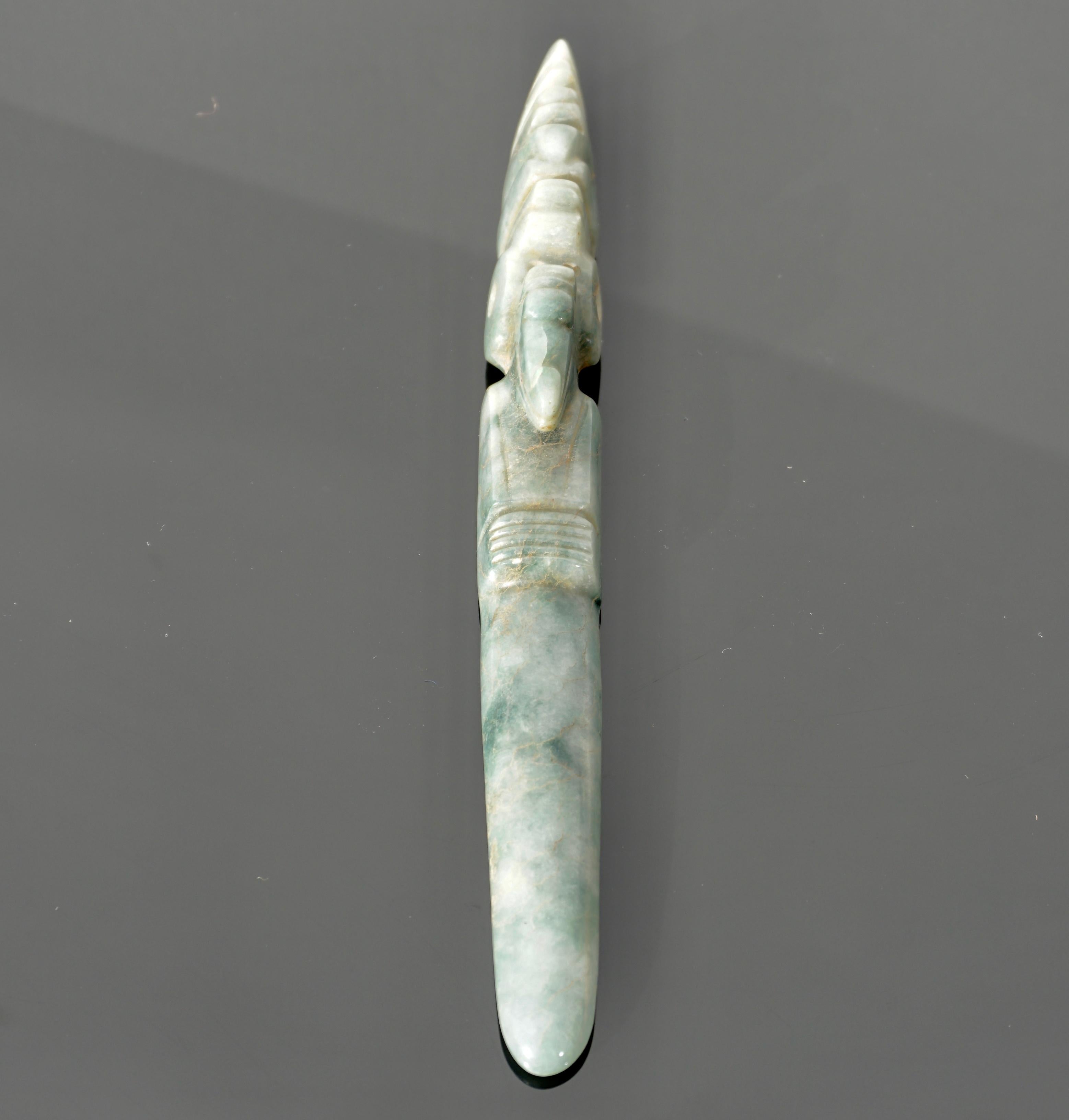 Hand-Carved Rare Costa Rican Jade Axe God Guanacaste Nicoya Region A.D. 1-500 For Sale