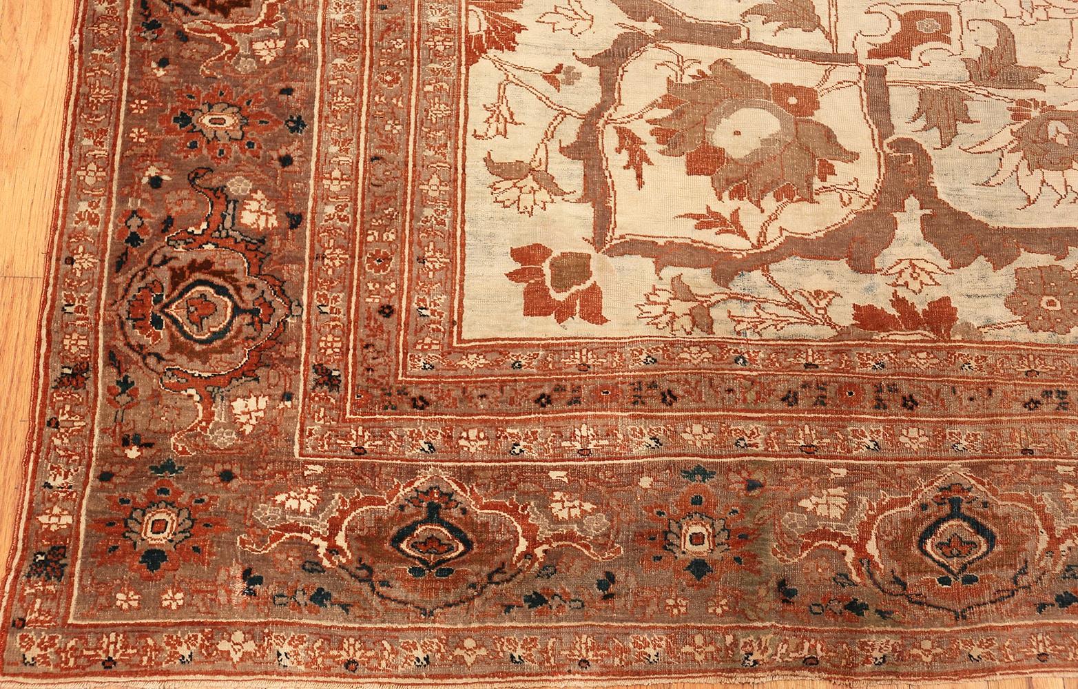 Hand-Knotted Rare Cotton and Wool Antique Persian Tabriz Rug. Size: 10 ft 3 in x 14 ft 10 in