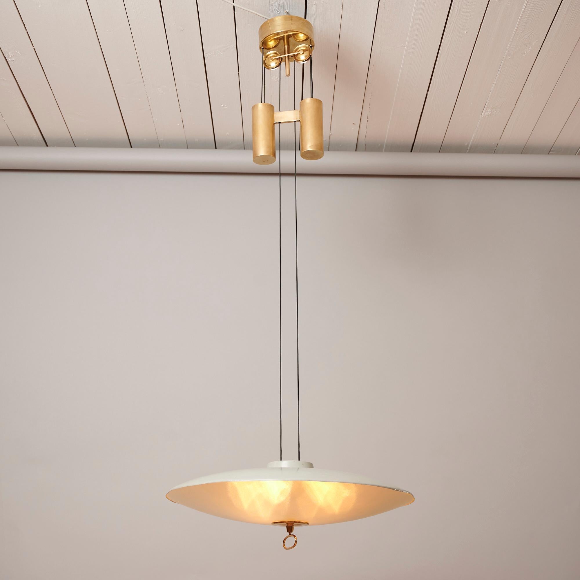 Rare Counterbalance chandelier by Max Ingrand For Fontana Arte c1954 In Good Condition For Sale In London, GB