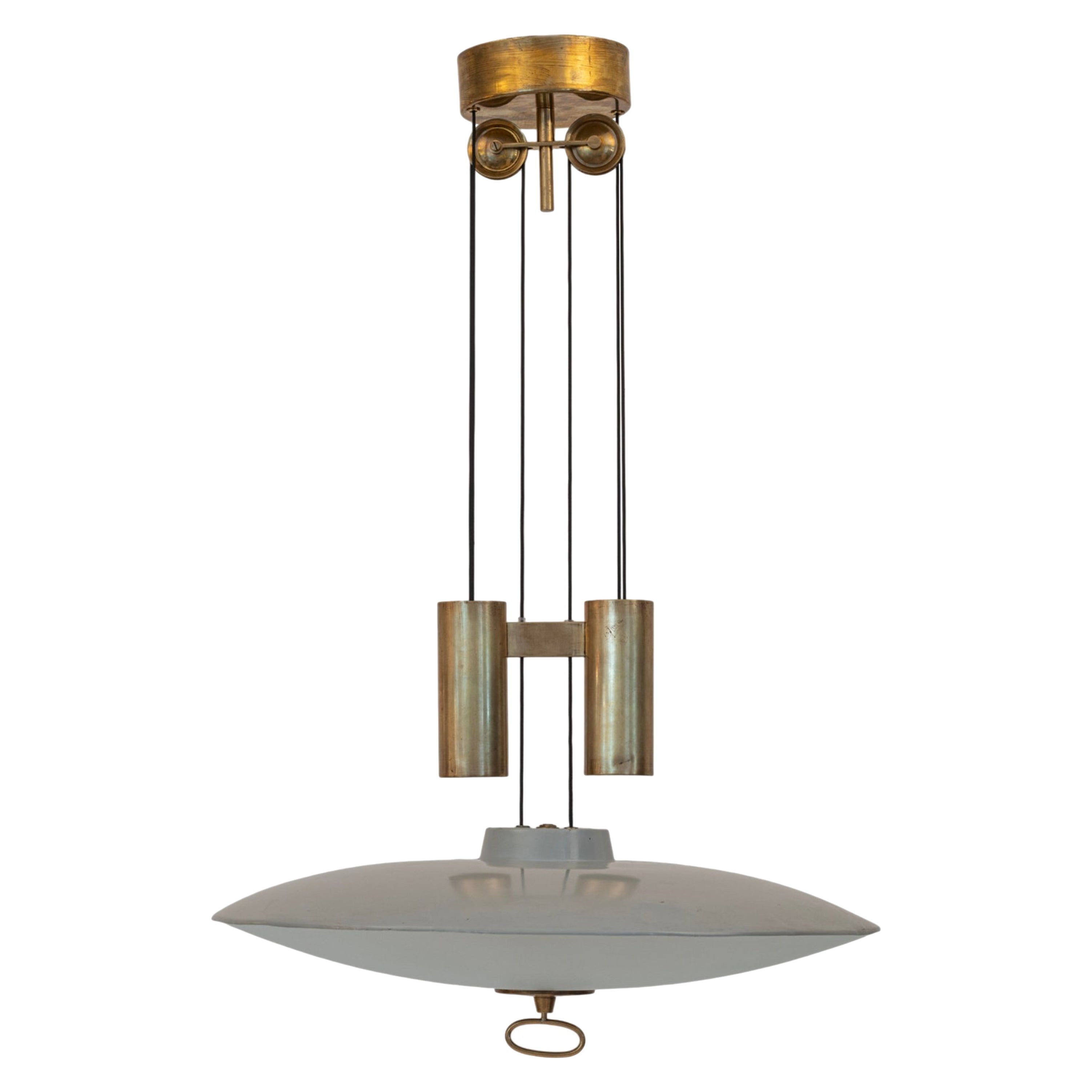 Raro lampadario Counterbalance di Max Ingrand per Fontana Arte c1954 in vendita