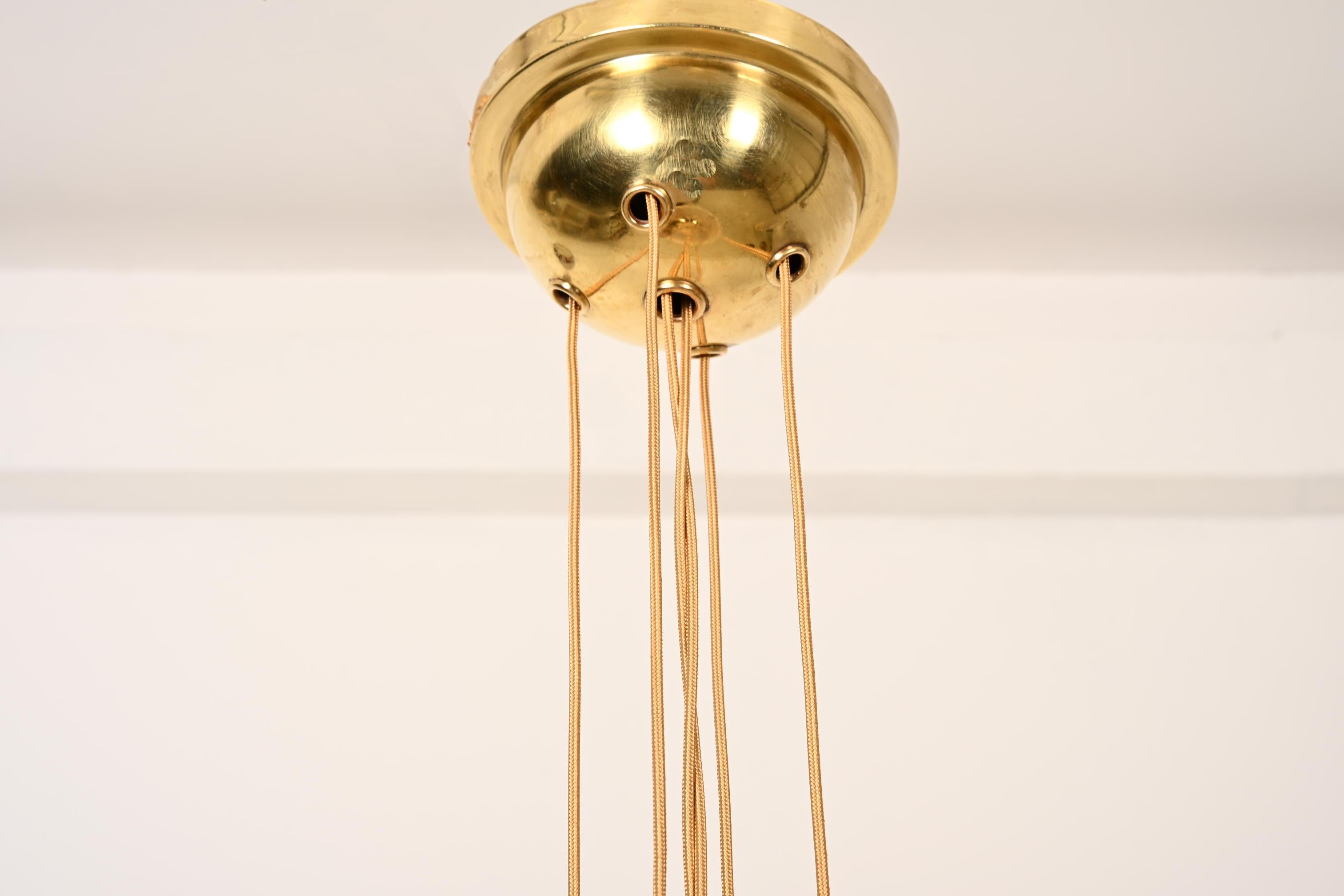 Metà XX secolo Rare Counterweight Silk Pendant Light Chandelier by Josef Frank in vendita