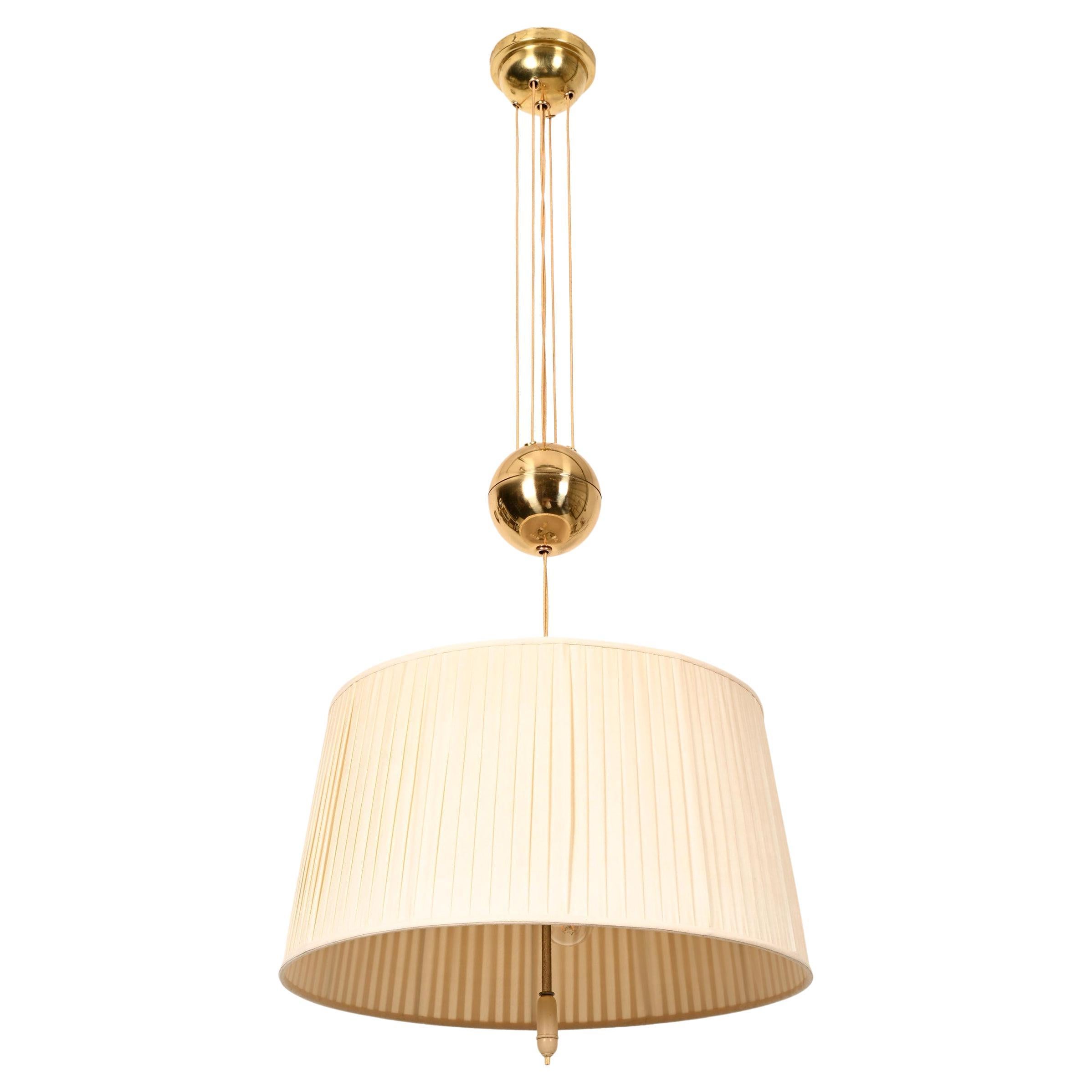 Rare Counterweight Silk Pendant Light Chandelier by Josef Frank in vendita