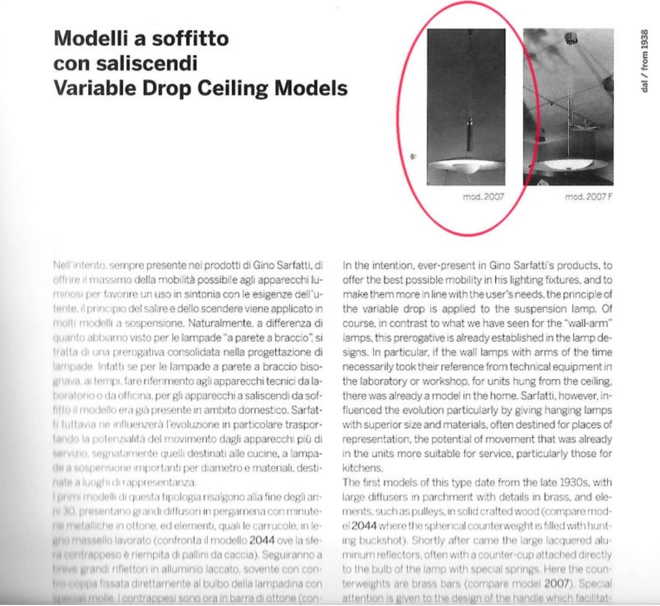 Rara Sospensione a contrappeso di Gino Sarfatti for Arteluce, 1938 Mod. No. 2007 in vendita 8