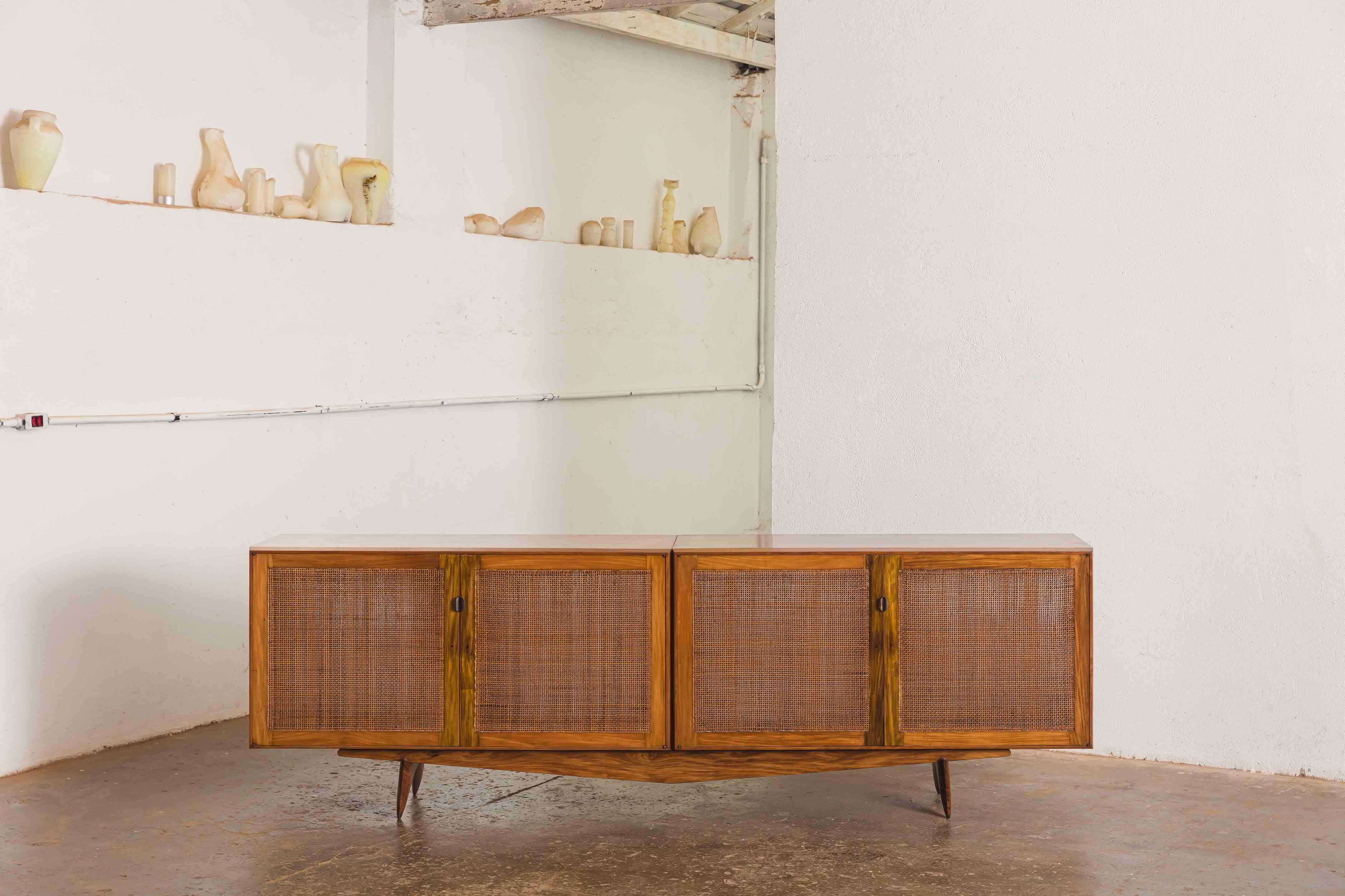 Extremely rare bench credenza by Martin Eisler c. 1950 for Moveis Artesanal.