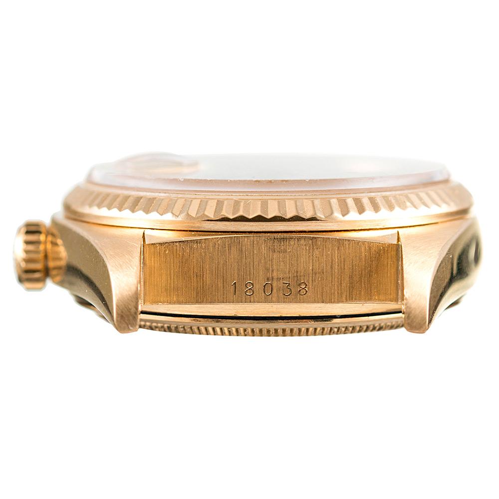 Rare “Crown Logo” Crystal Vintage Rolex Day-Date Ref. #18038 In Good Condition In Carmel-by-the-Sea, CA