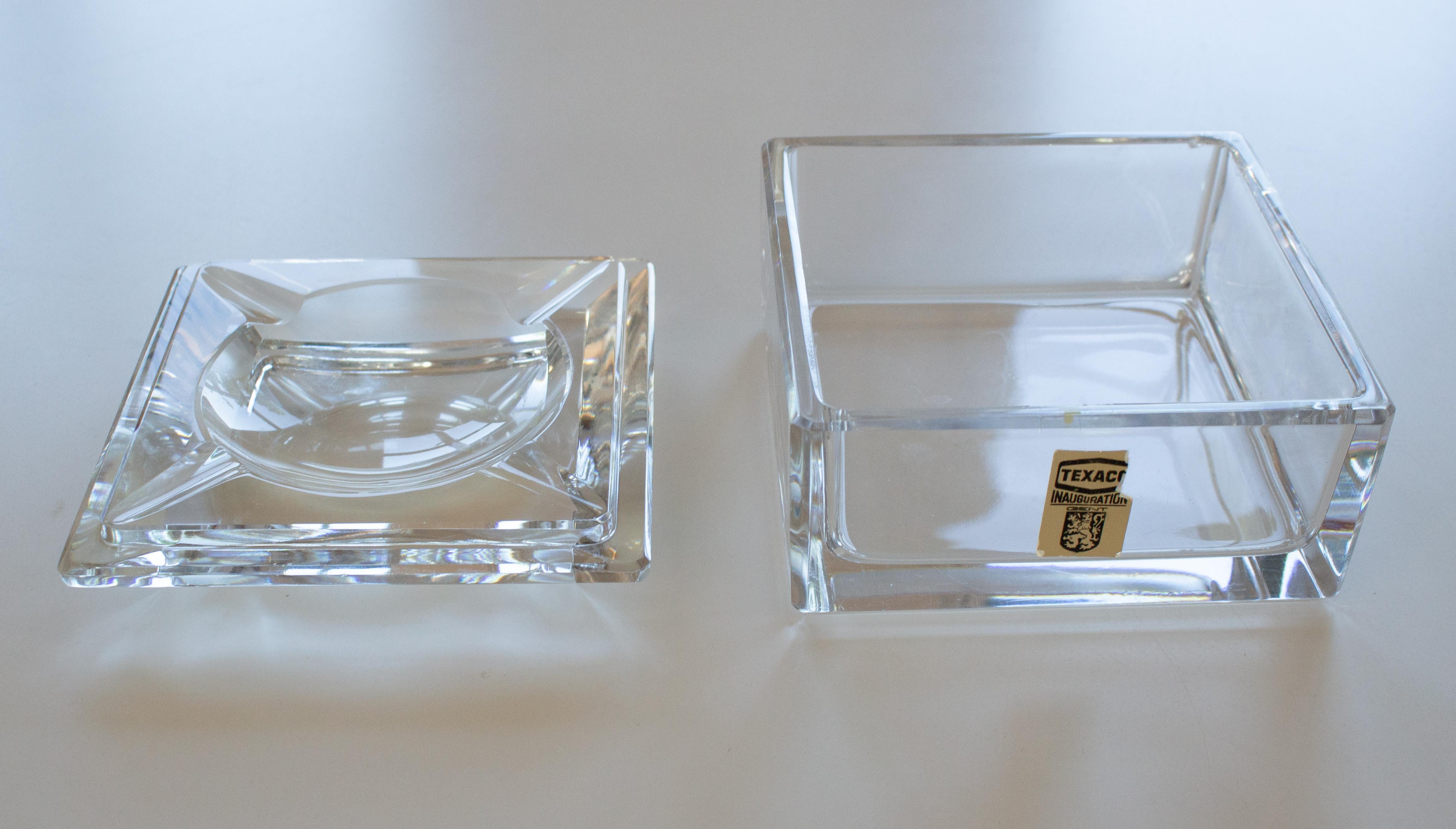 Belgian Rare Crystal Ashtray – Val Saint Lambert for Texaco, circa 1960s For Sale