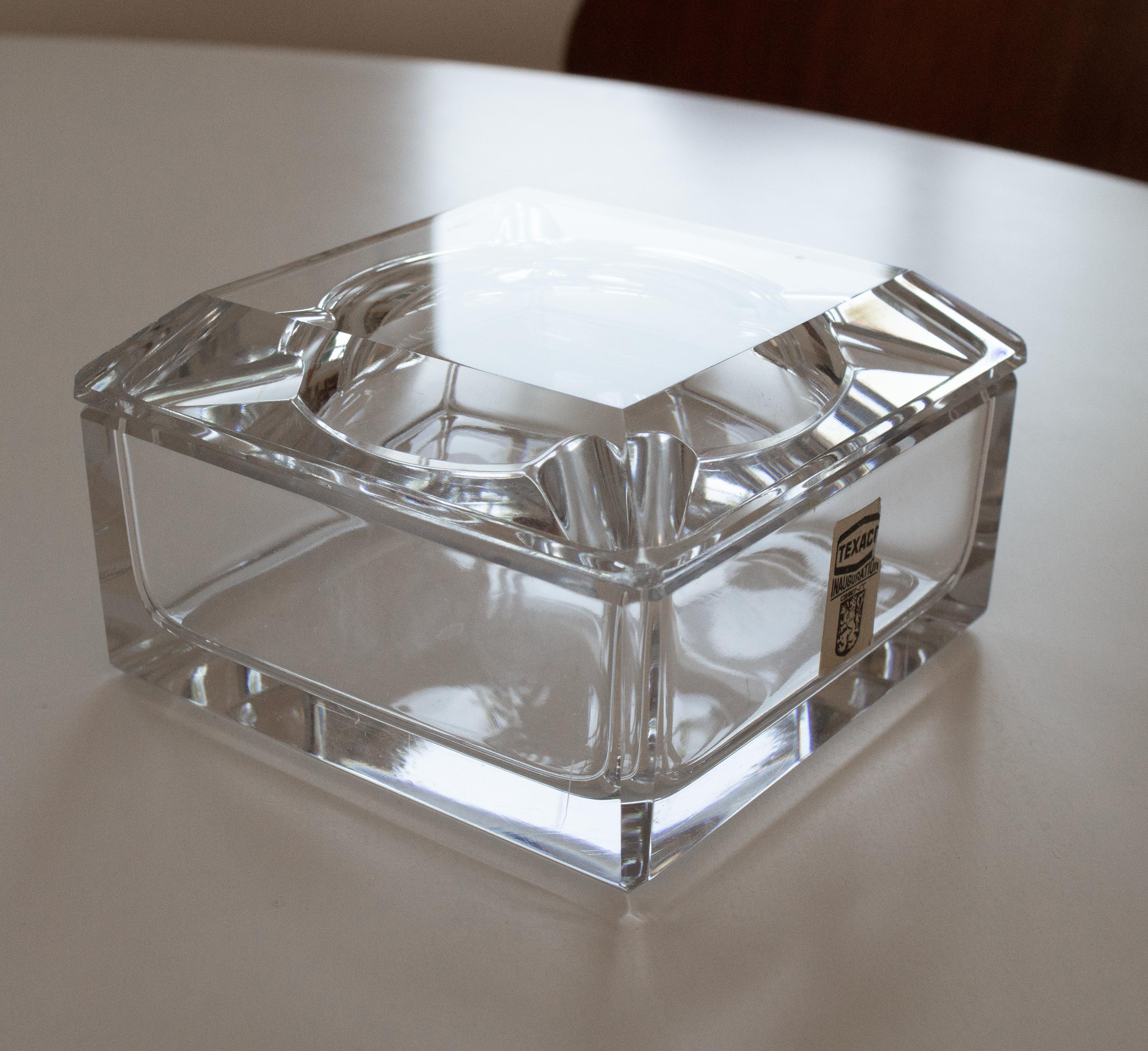 Rare Crystal Ashtray – Val Saint Lambert for Texaco, circa 1960s In Good Condition For Sale In Stockholm, SE