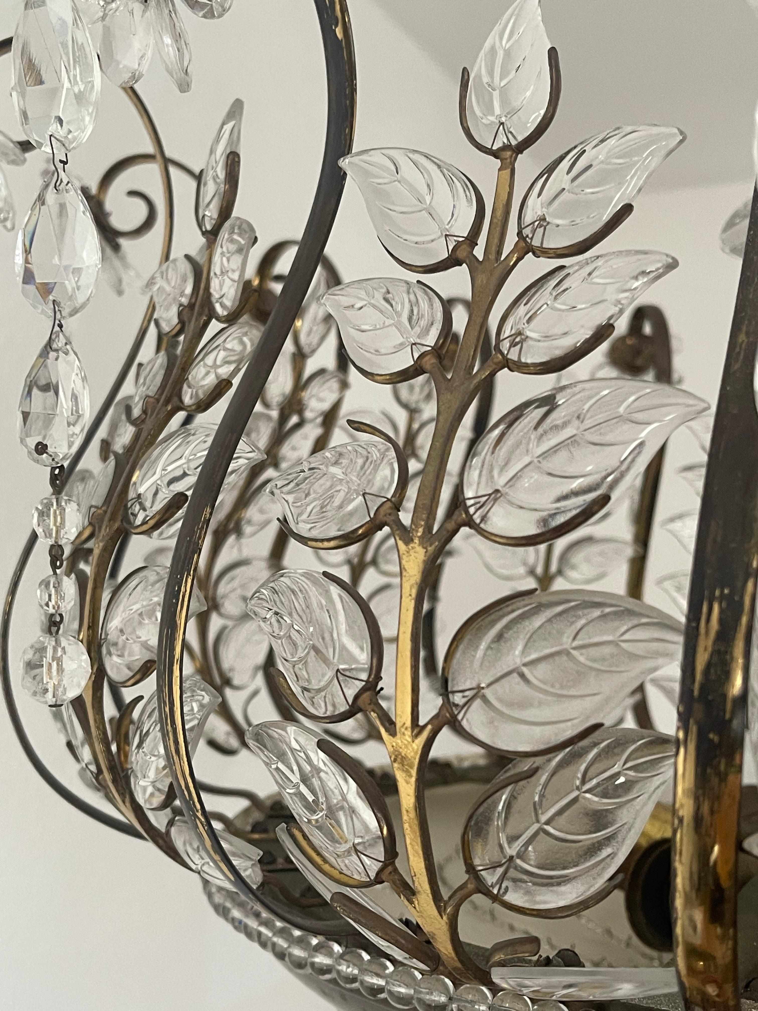 Rare Crystal Chandelier in the Style of Maison Baguès, France, 1950s 1